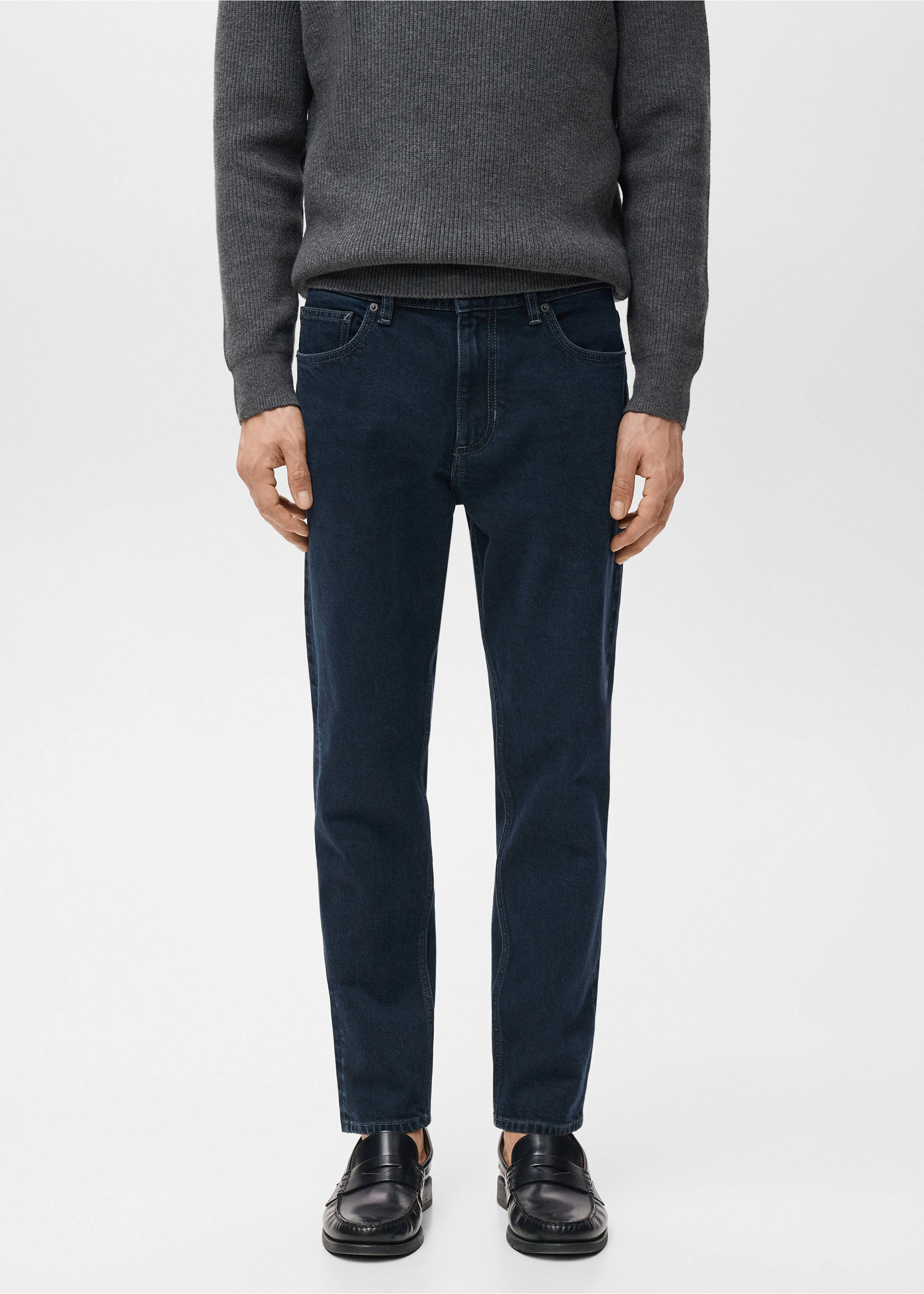 Ben cropped tapered-fit jeans - Medium plane, Deep Dark Blue. Ref: 27031192-00.