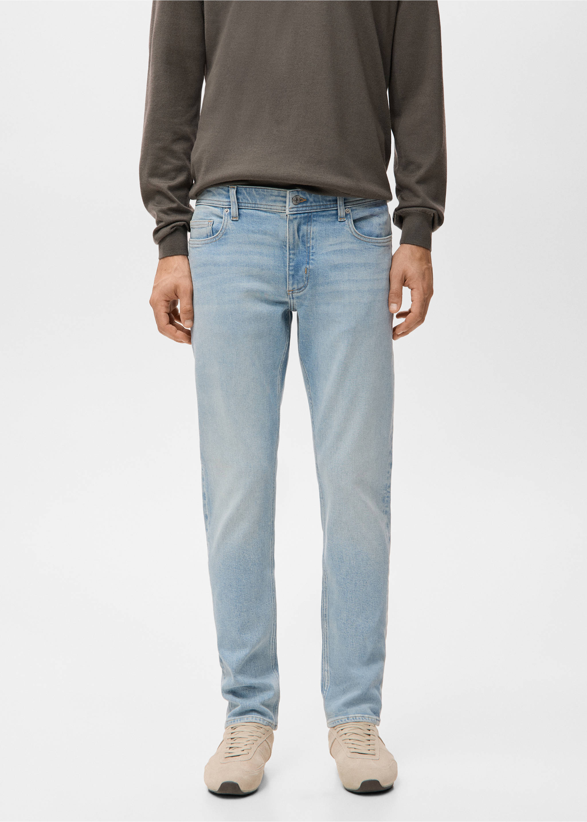 Jan slim-fit jeans with frayed effect - Medium plane, Light Blue. Ref: 27031195-00.