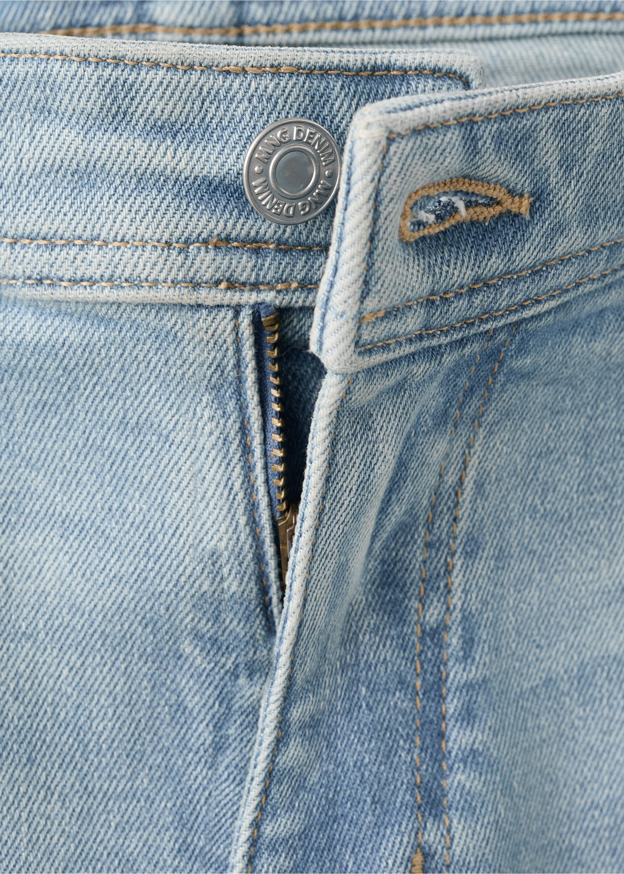 Jan slim-fit jeans with frayed effect - Details of the article 8, Light Blue. Ref: 27031195-00.