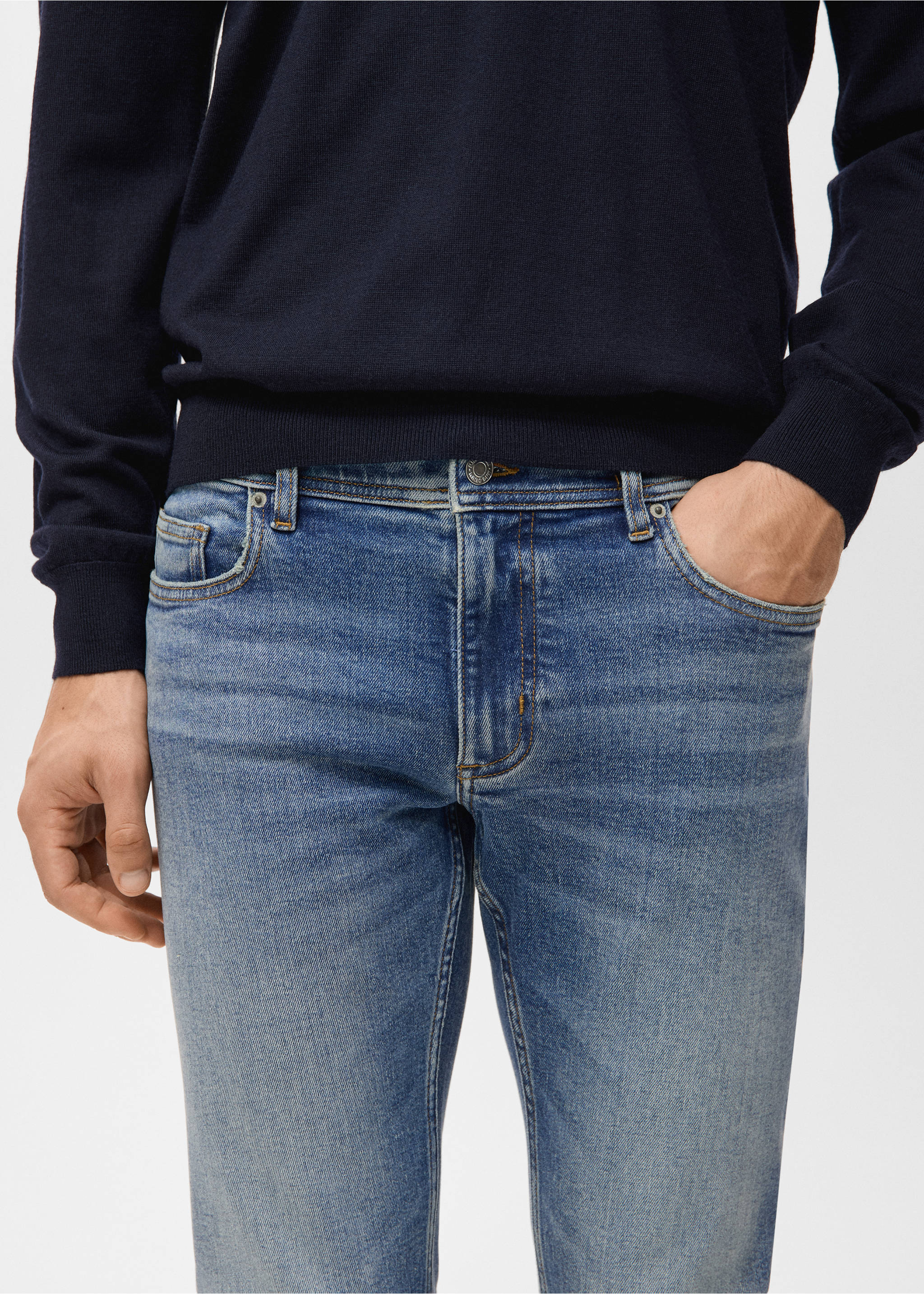 Jan slim-fit faded dark-wash jeans - Details of the article 1, Dark Blue. Ref: 27031197-00.