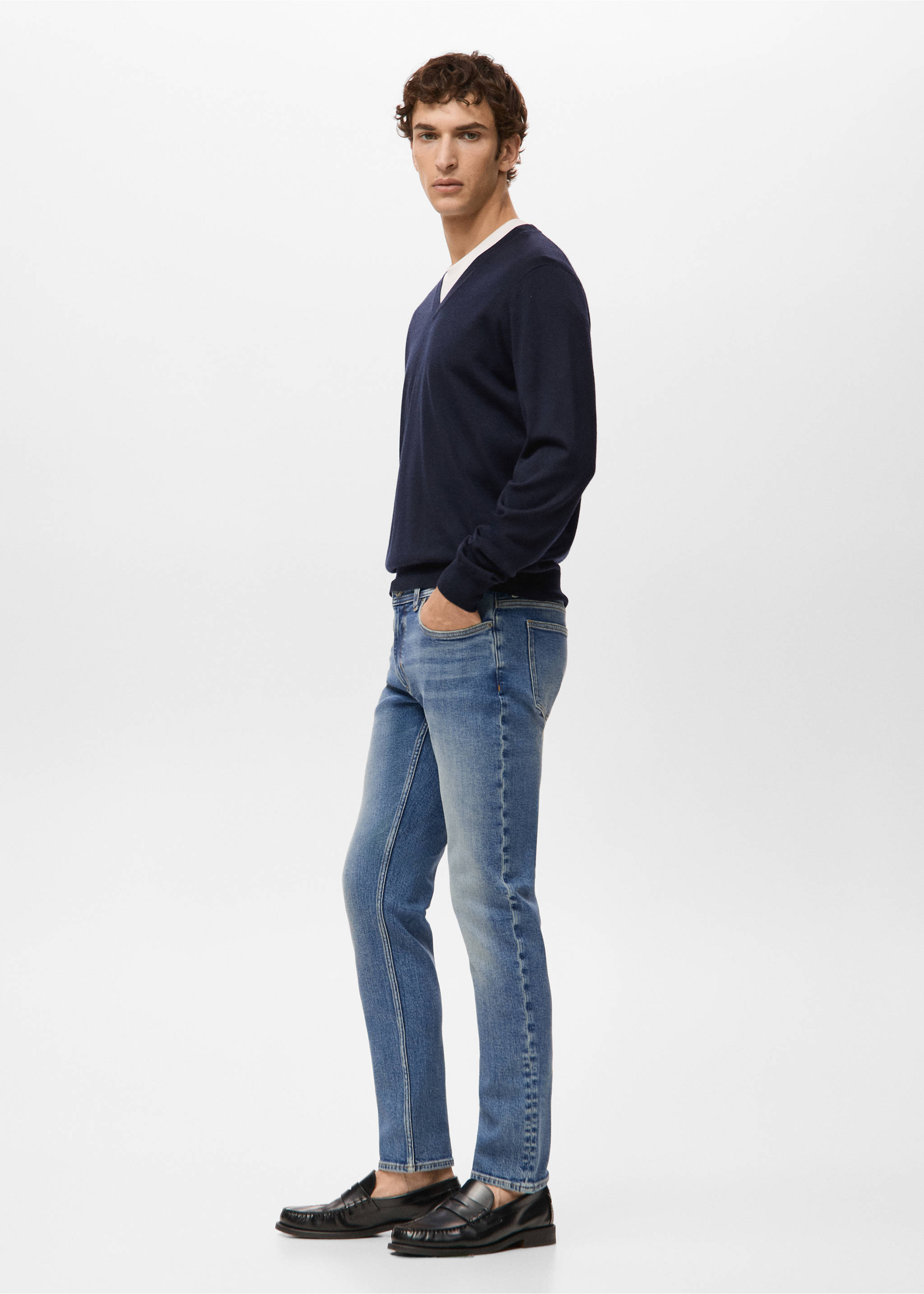 Jan slim-fit faded dark-wash jeans - Details of the article 2, Dark Blue. Ref: 27031197-00.