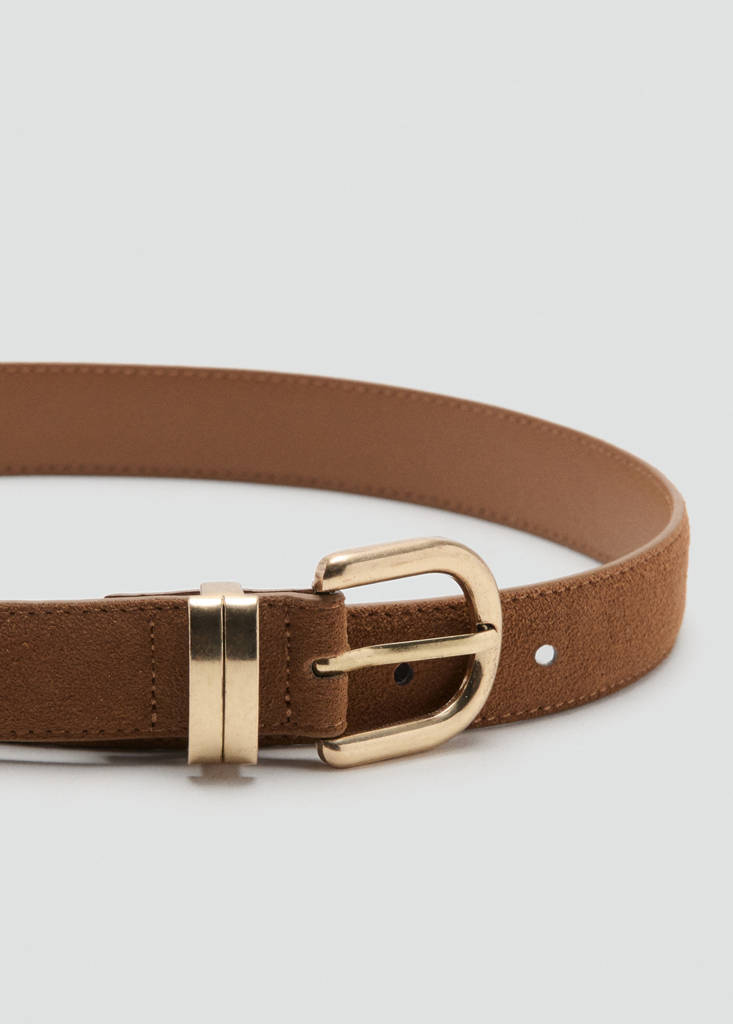 Suede leather belt — Brown