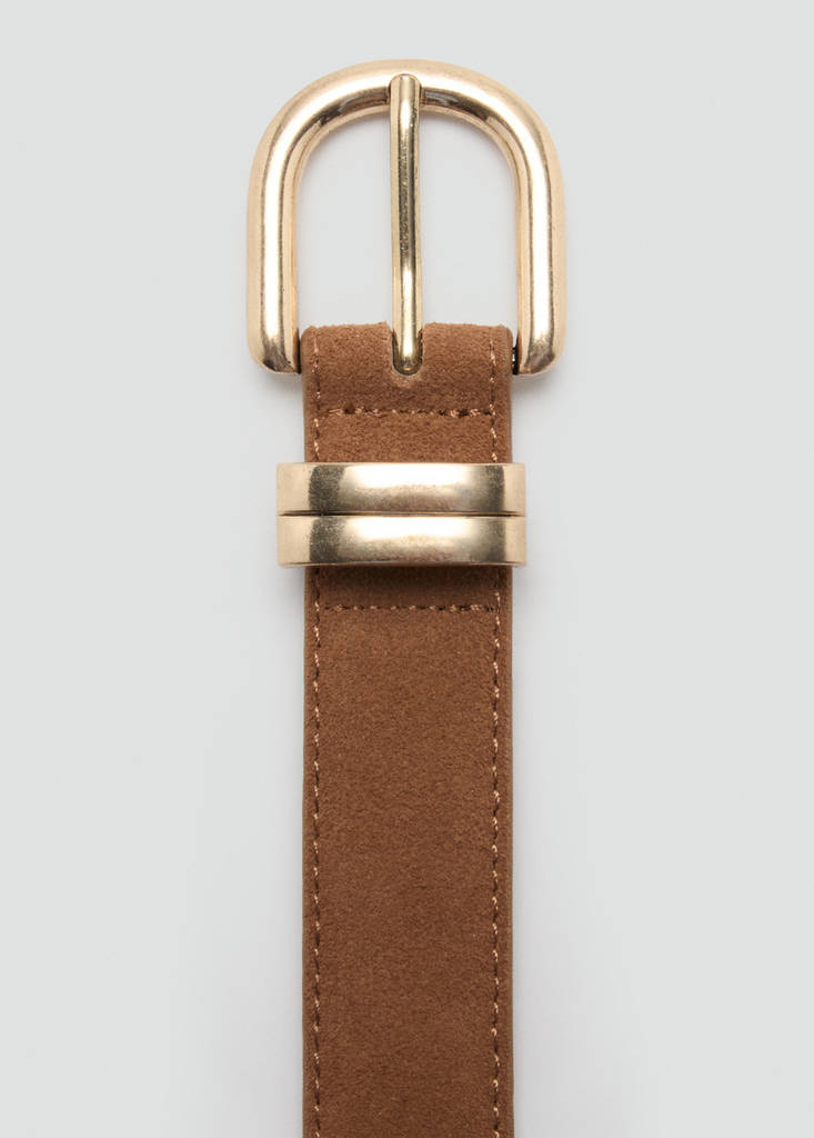 Suede leather belt — Brown