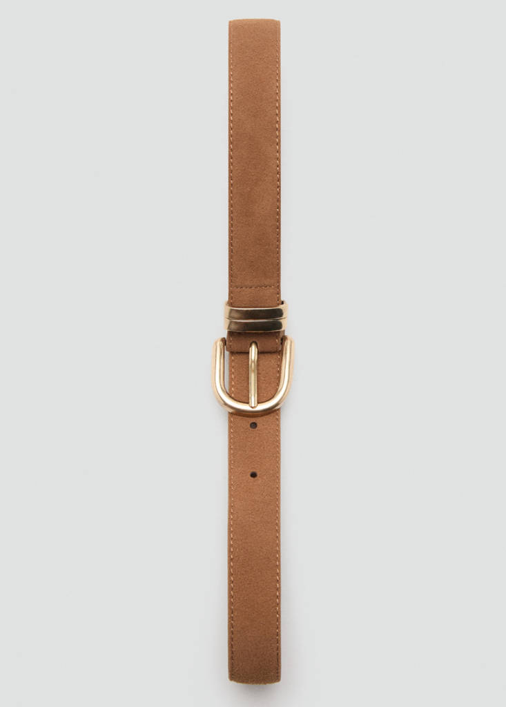 Suede leather belt — Brown