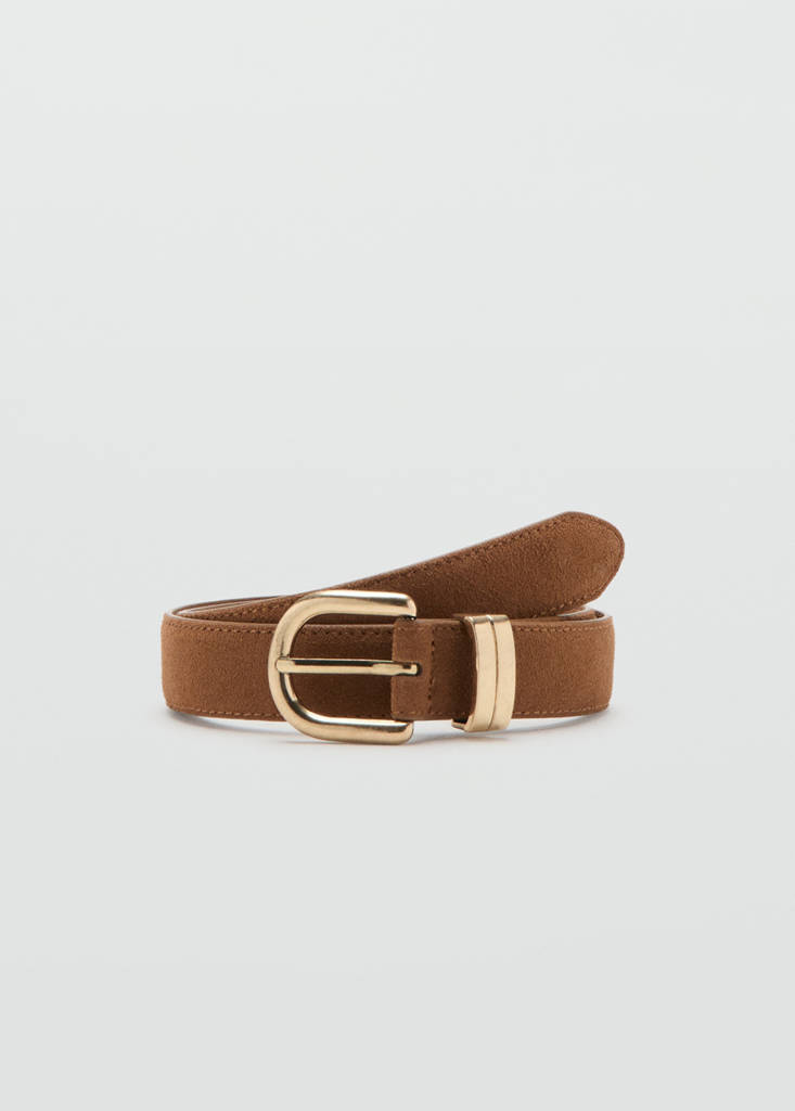 Suede leather belt — Brown