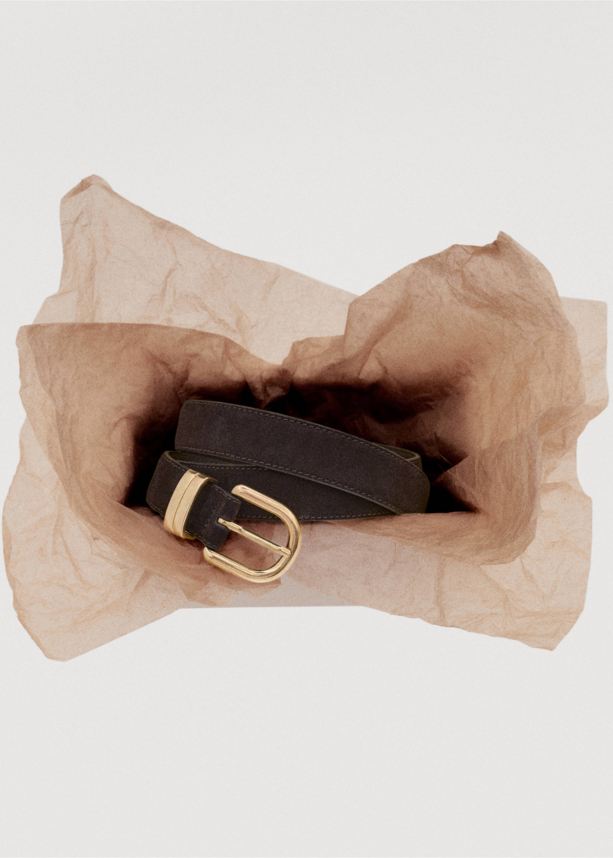 Suede leather belt - Details of the article 7, Chocolate. Ref: 27031208-00.
