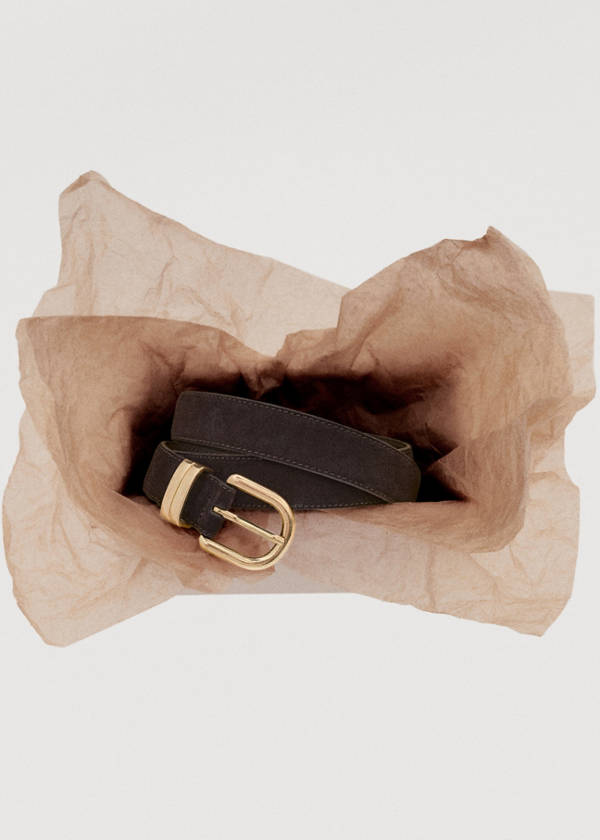 Suede leather belt — Chocolate