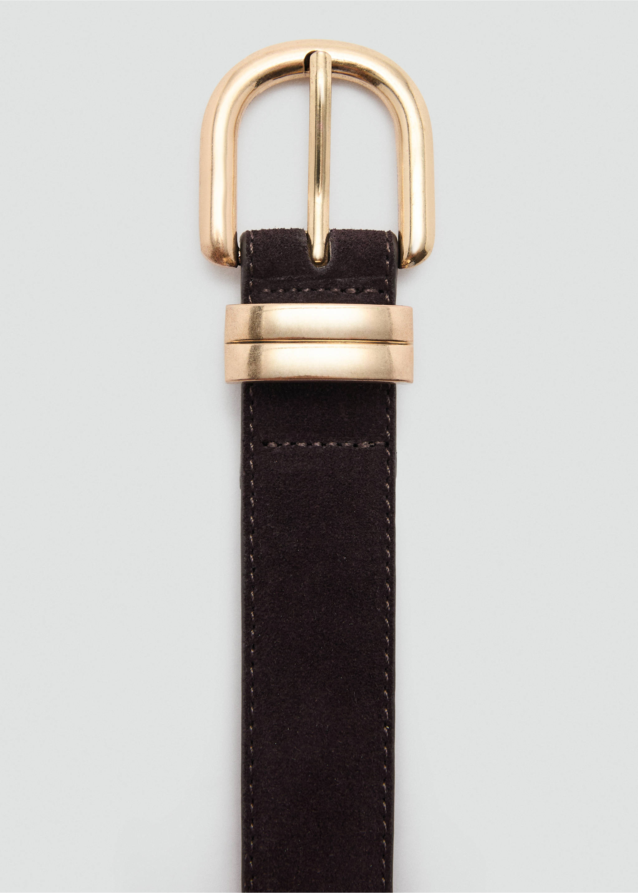 Suede leather belt - Medium plane, Chocolate. Ref: 27031208-00.