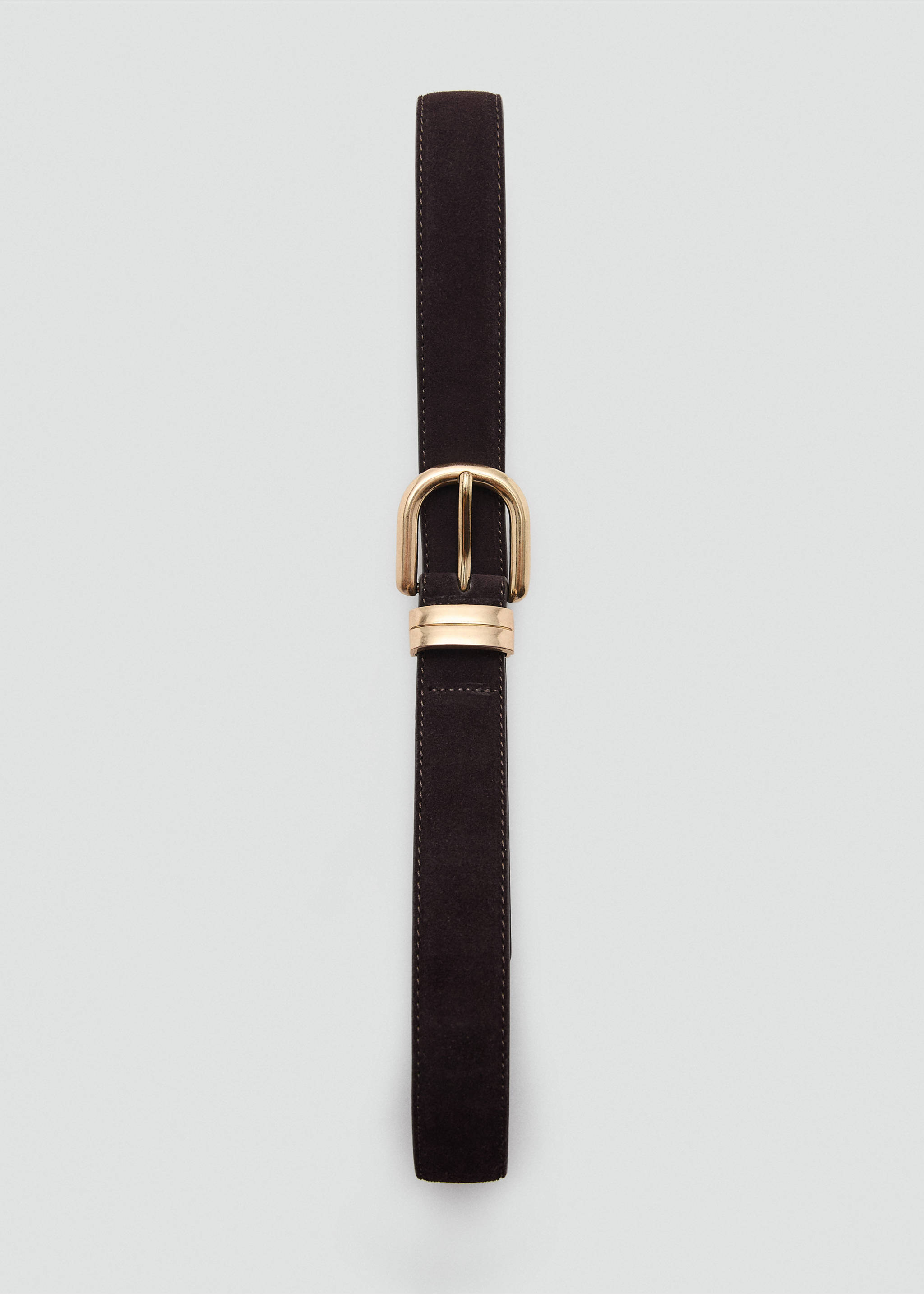 Suede leather belt - Details of the article 1, Chocolate. Ref: 27031208-00.