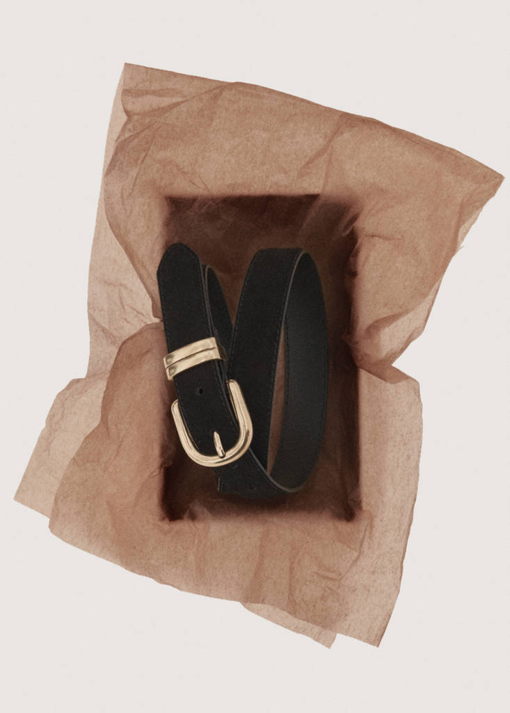 Suede leather belt — Black