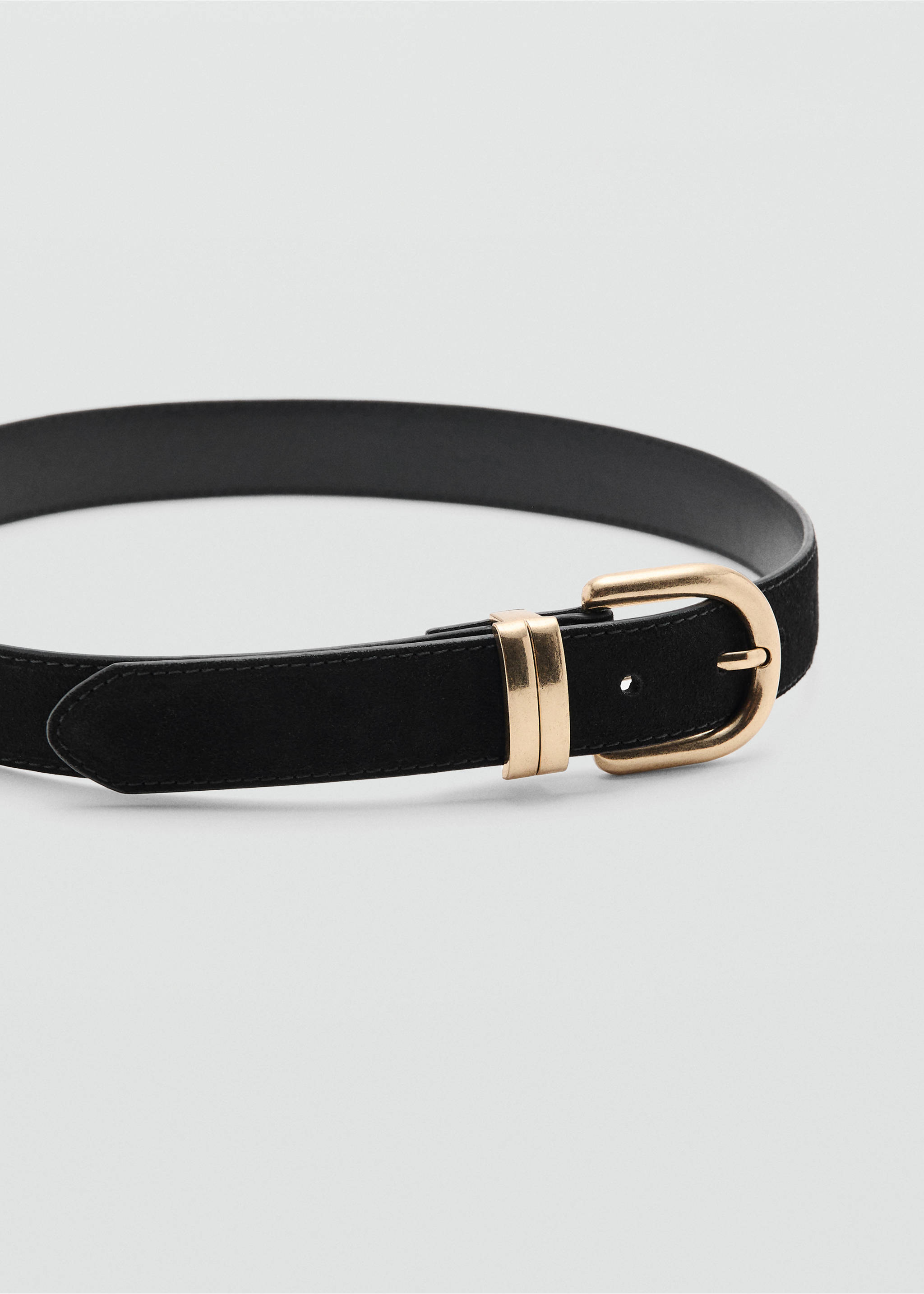 Suede leather belt - Medium plane, Black. Ref: 27031208-00.