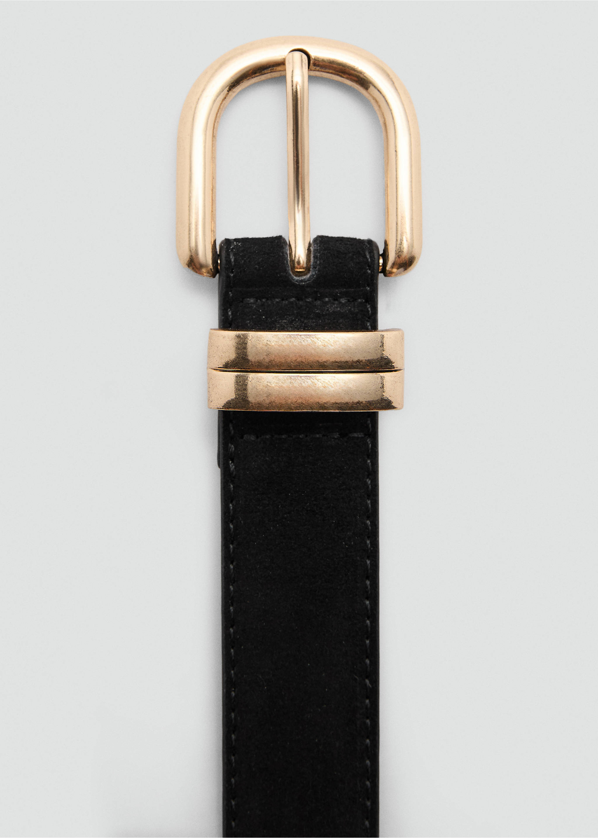 Suede leather belt - Details of the article 1, Black. Ref: 27031208-00.