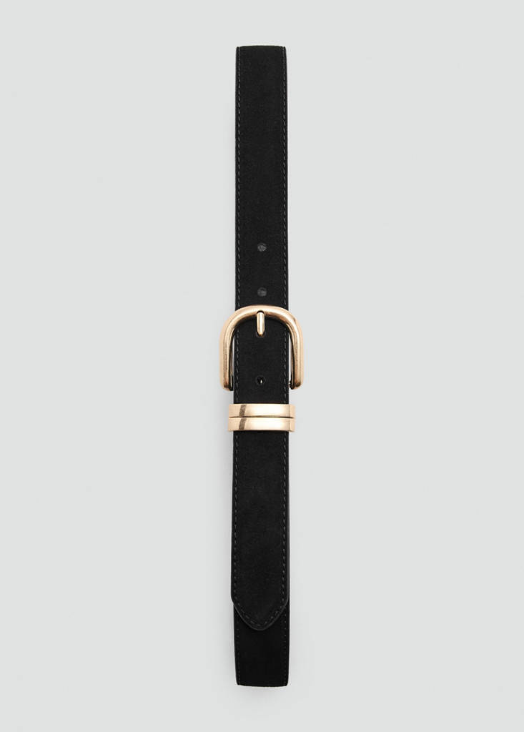 Suede leather belt — Black