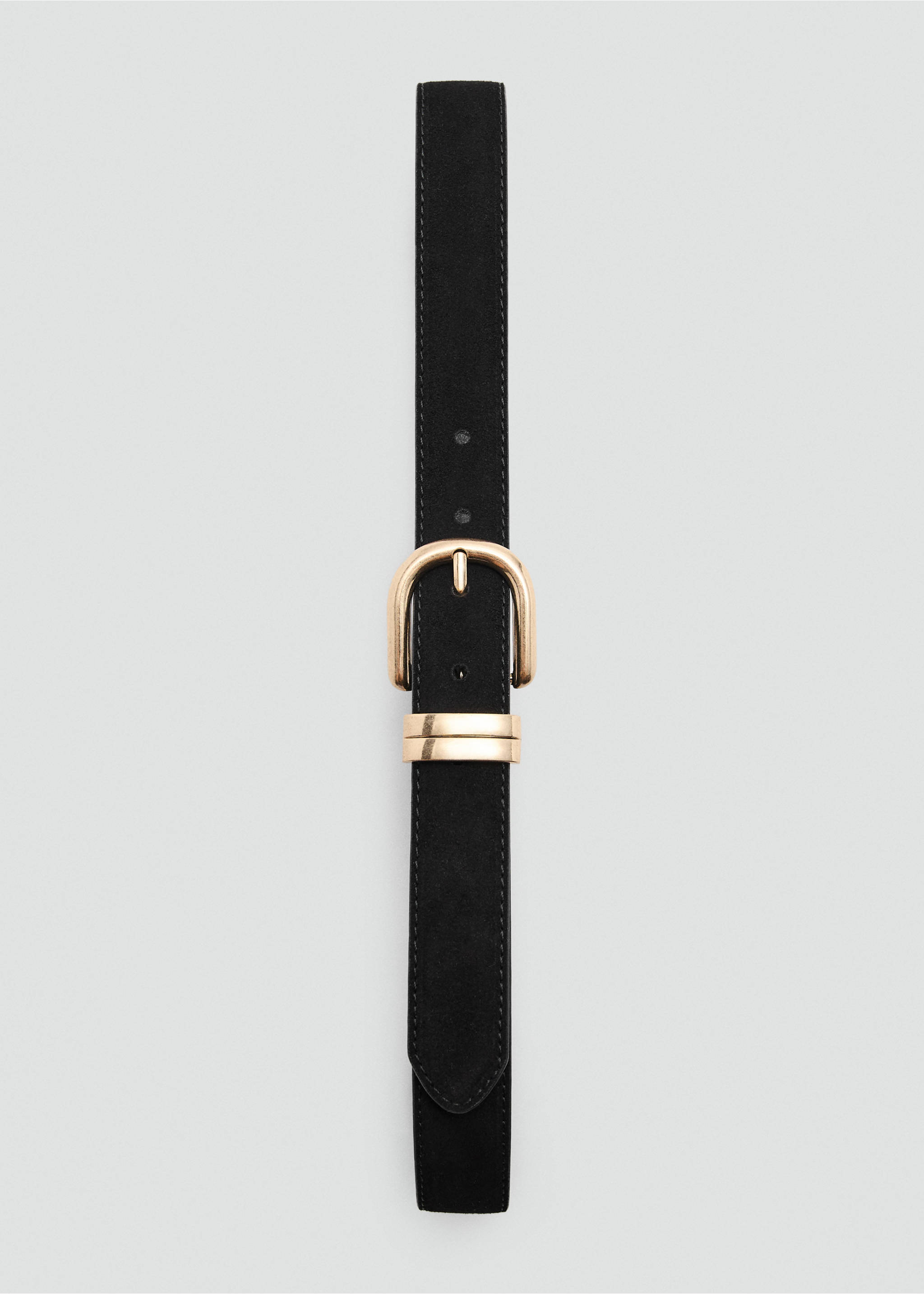 Suede leather belt - Details of the article 2, Black. Ref: 27031208-00.
