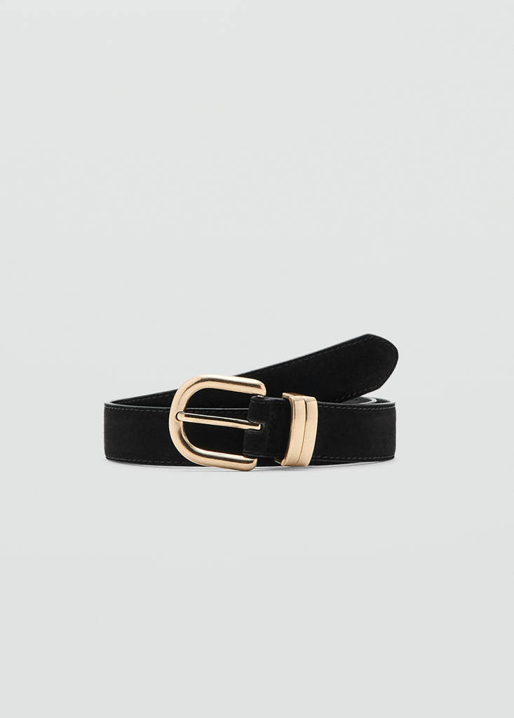 Suede leather belt — Black