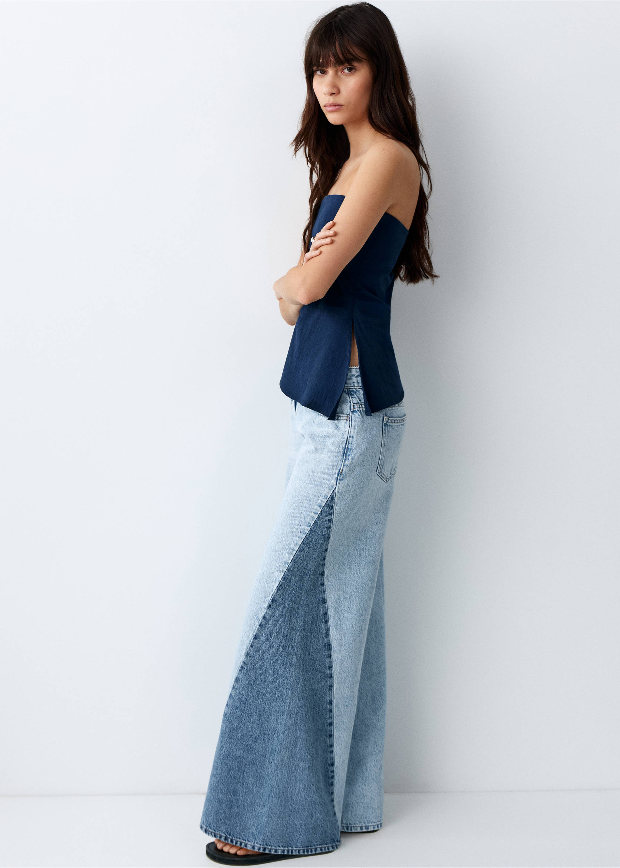 Bicolour wide-leg jeans - Medium plane