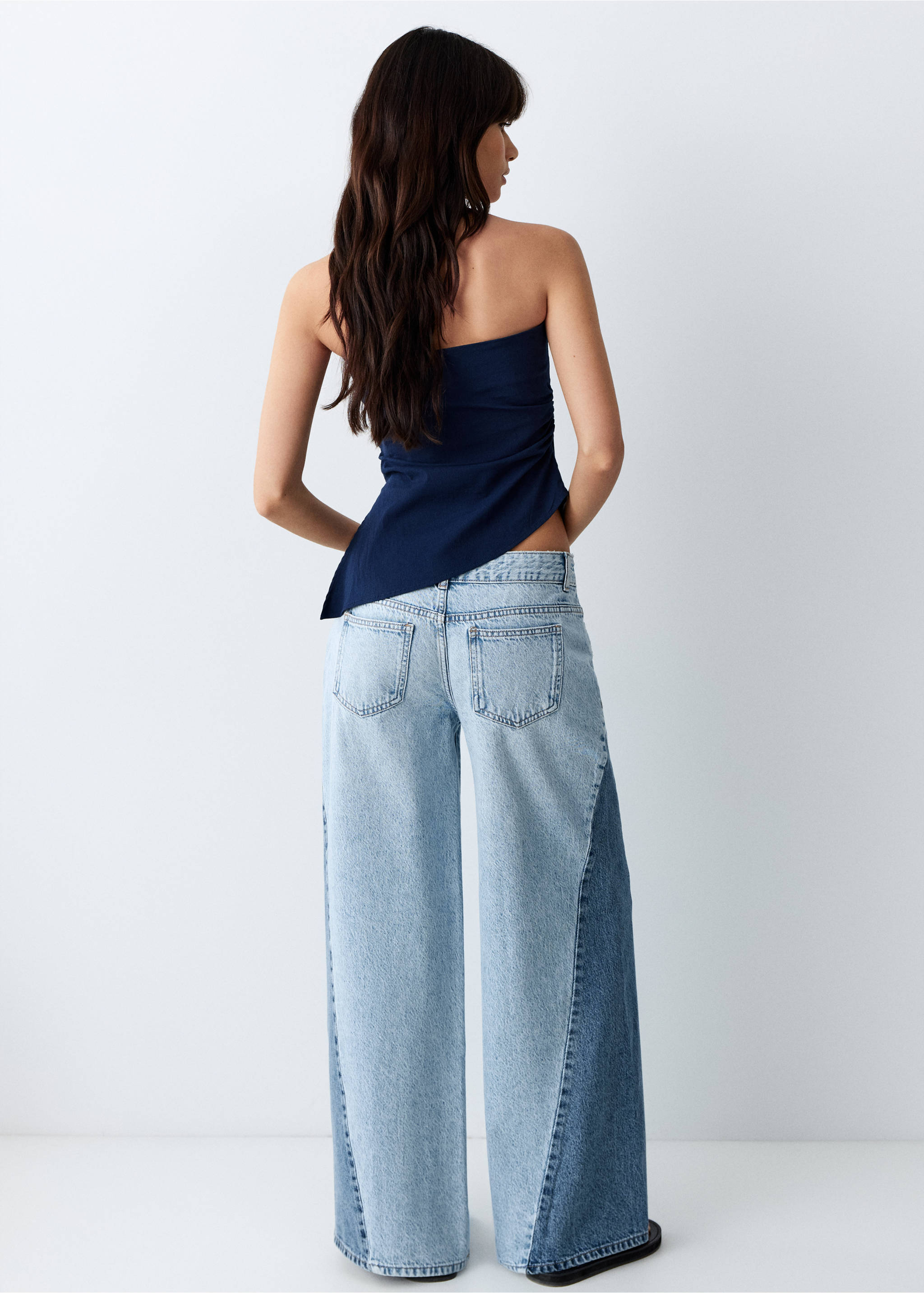 Bicolour wide-leg jeans - Reverse of the article, Medium Blue. Ref: 27031214-00.