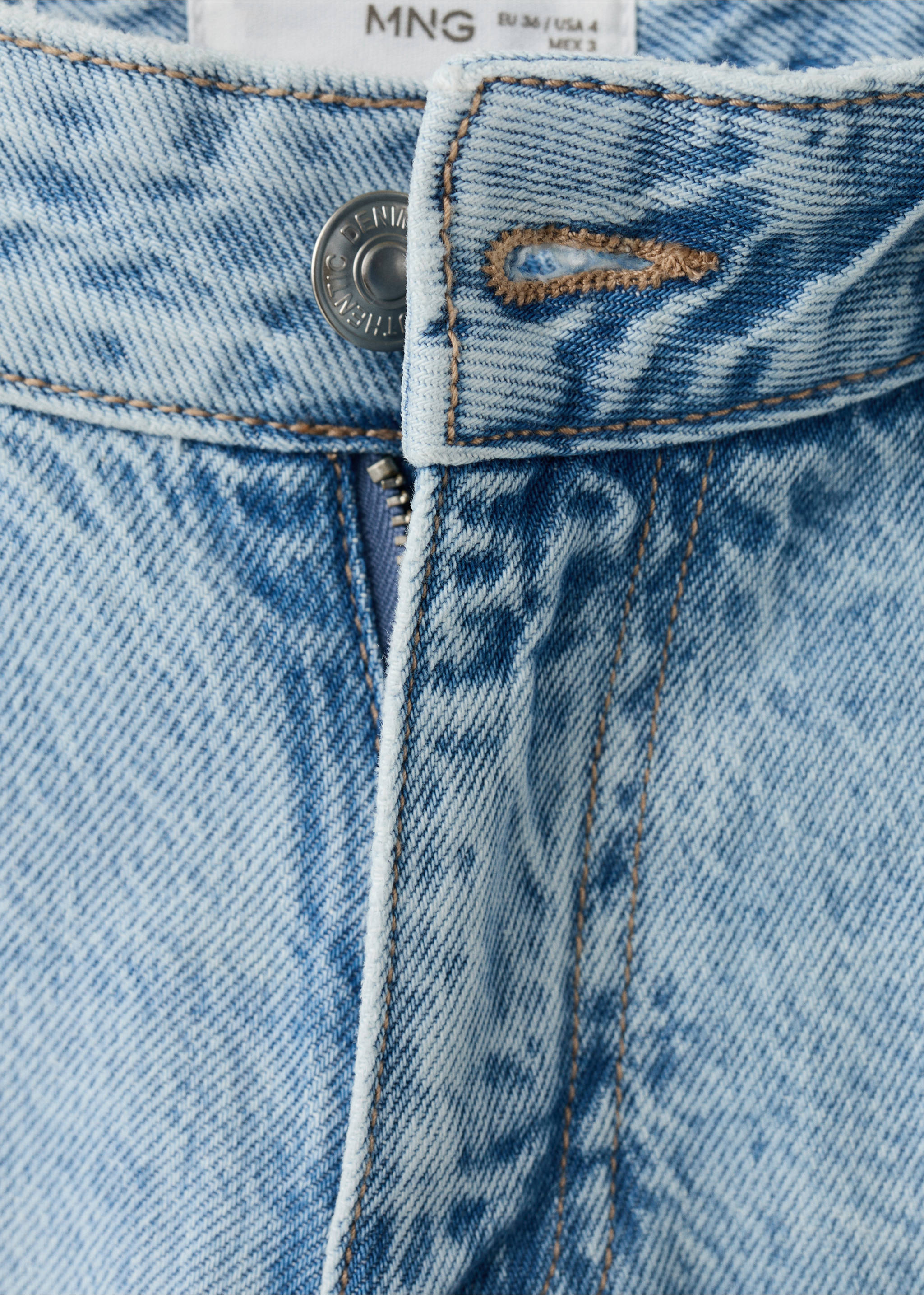Bicolour wide-leg jeans - Details of the article 8, Medium Blue. Ref: 27031214-00.