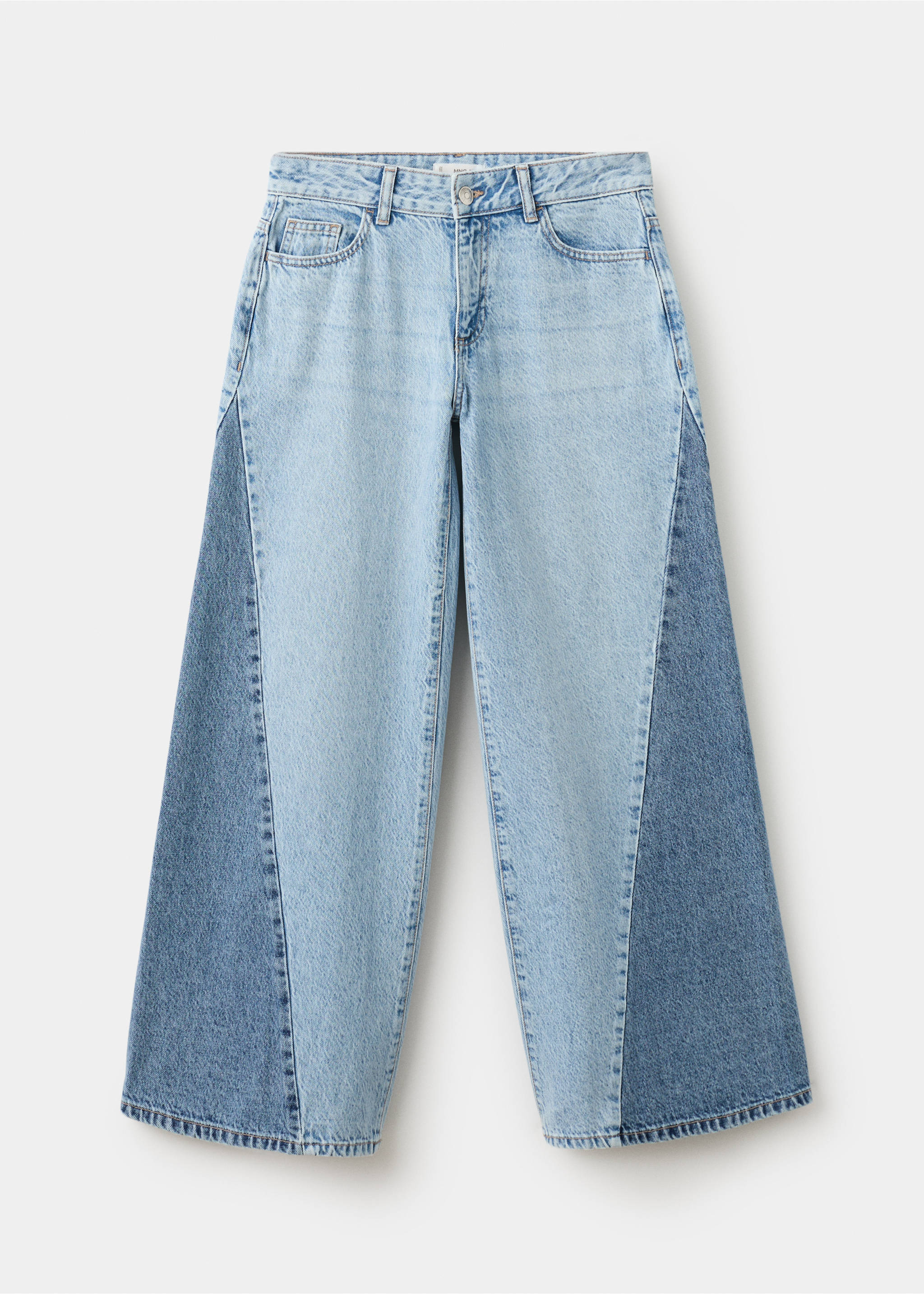 Two-tone wide-leg jeans - Article without model, Medium Blue. Ref: 27031214-00.