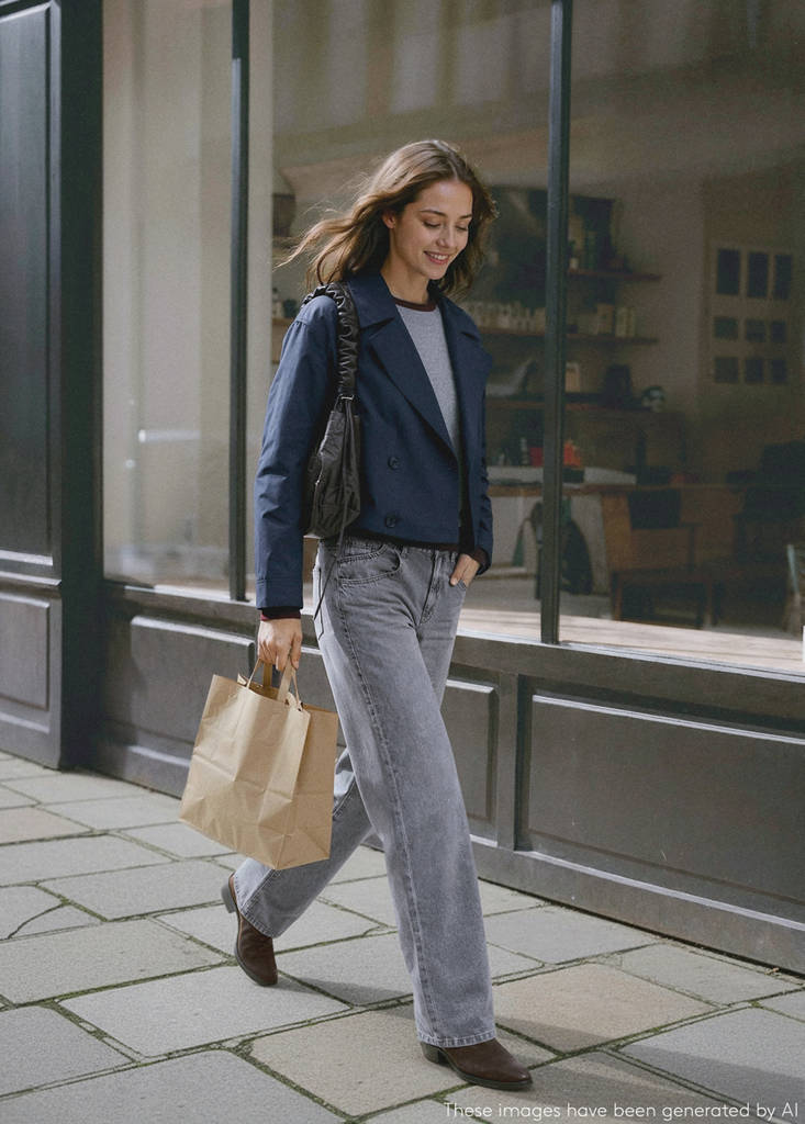 Low-waist straight-leg jeans — Denim Grey