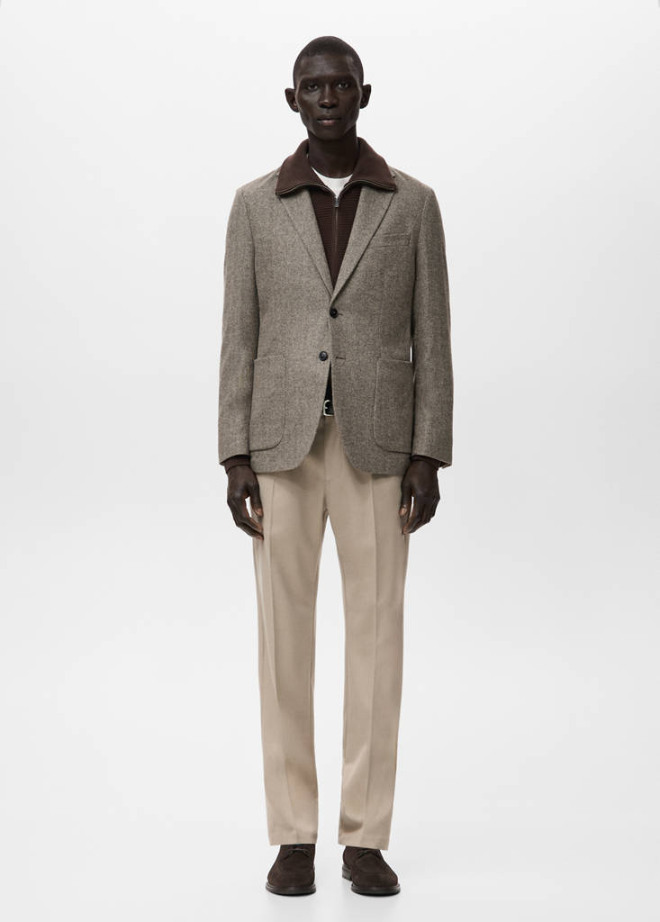 Slim fit flecked wool blazer — Brown