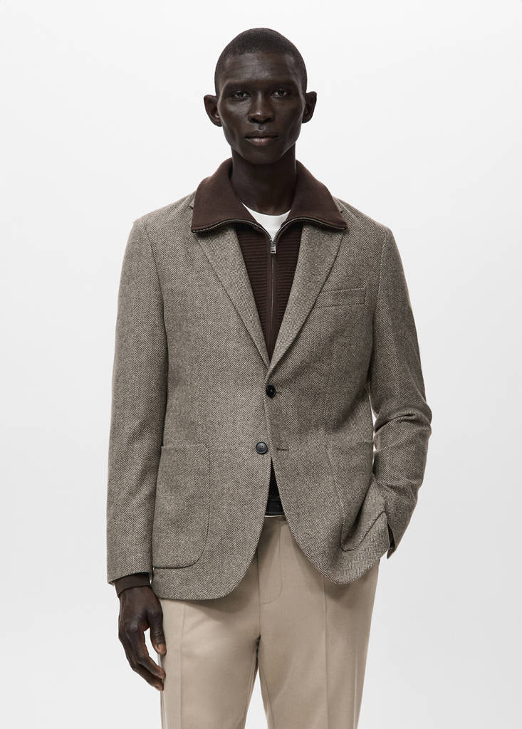 Slim fit flecked wool blazer — Brown