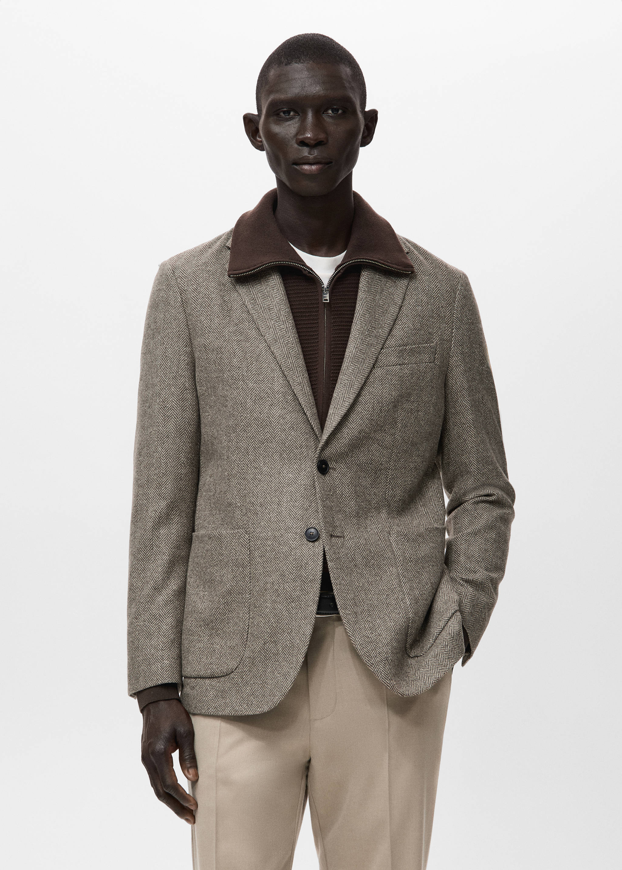 Slim-fit blazer van een wolblend - Middenvlak