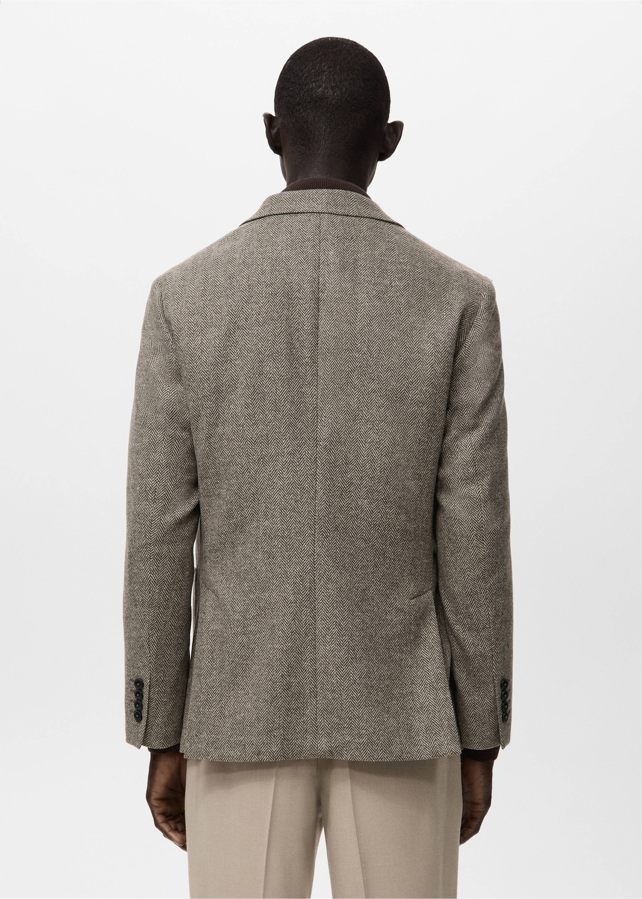 Slim-fit blazer van een wolblend - Achterkant van het artikel, Bruin. Ref: 27031230-00.
