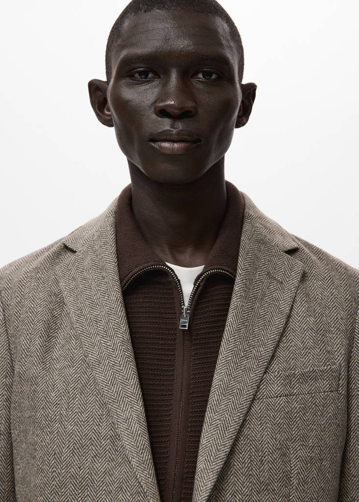 Slim fit flecked wool blazer — Brown