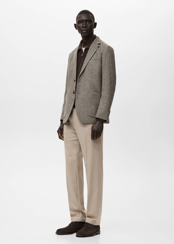 Slim fit flecked wool blazer — Brown