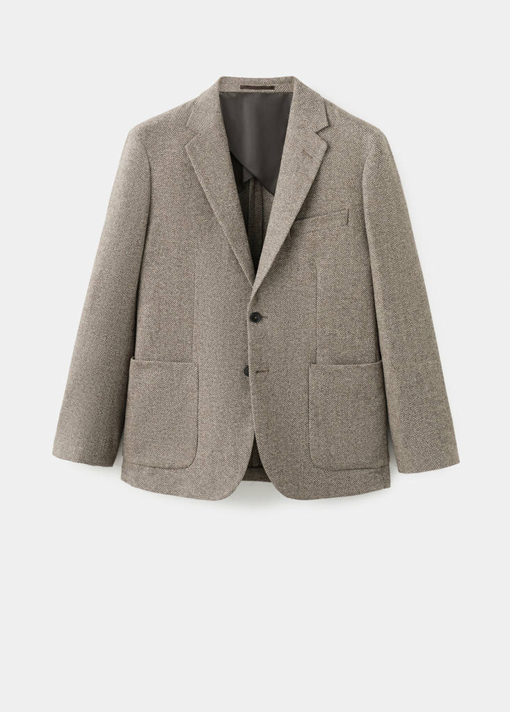 Slim fit flecked wool blazer — Brown