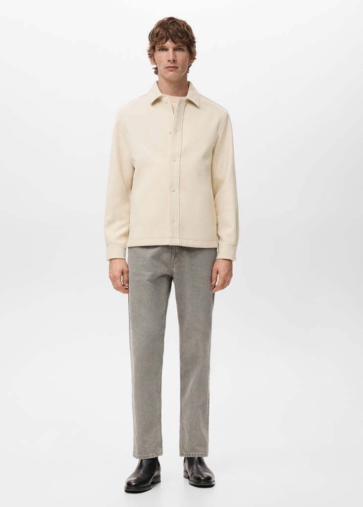 Wool overshirt with buttons — Sand