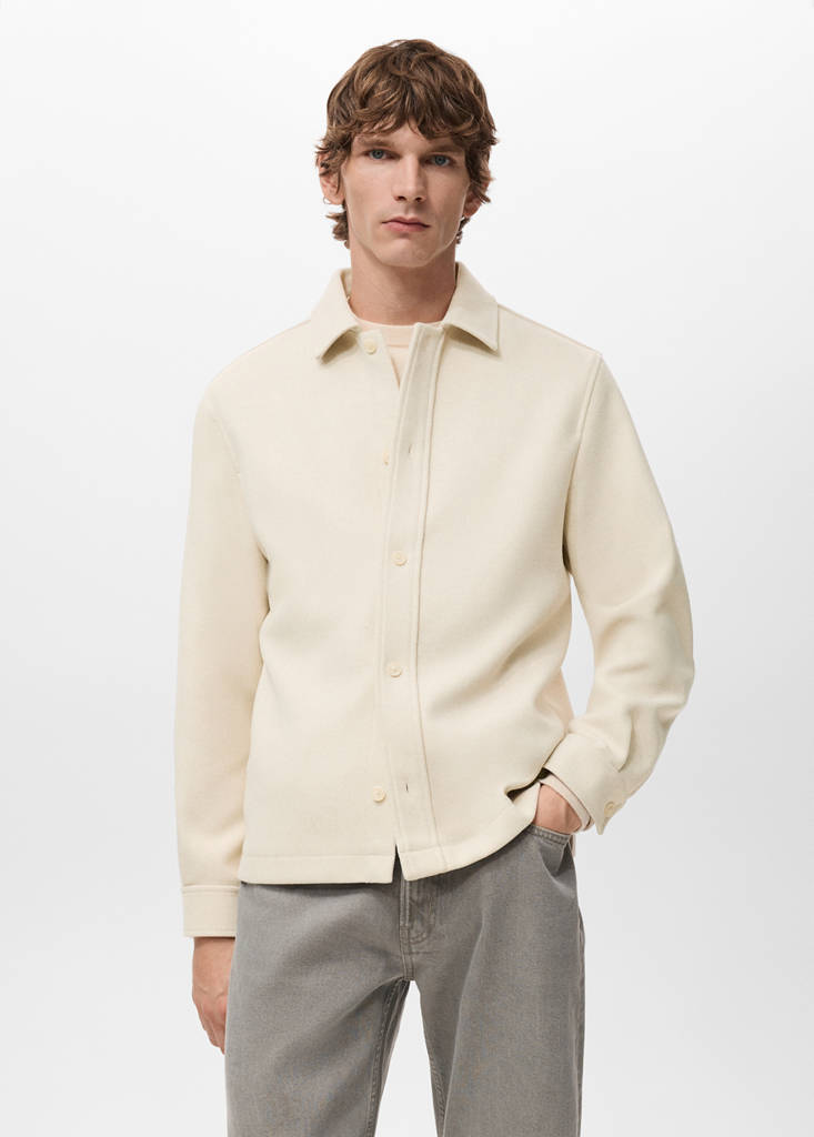 Wool overshirt with buttons — Sand