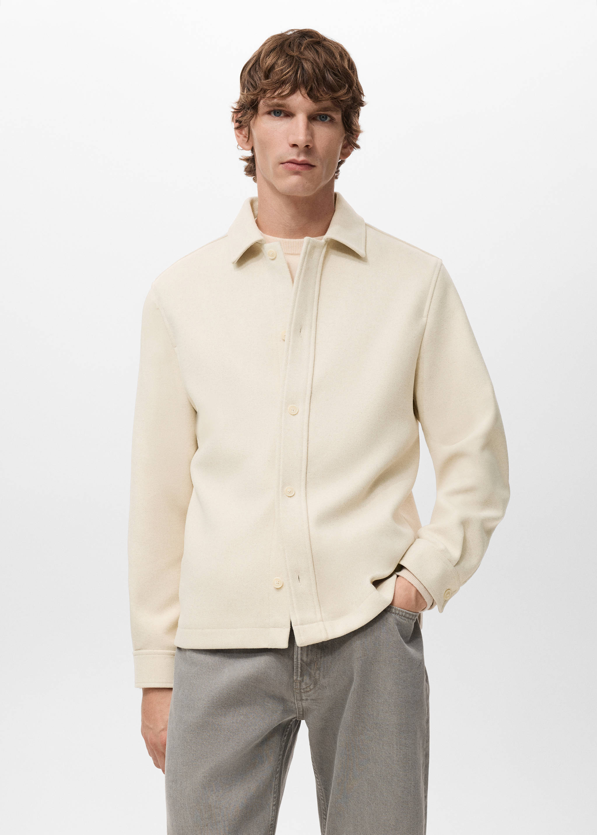 Surchemise drap de laine boutons - Plan moyen