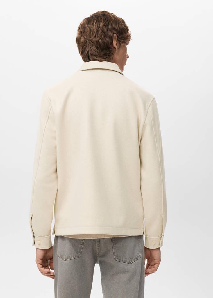 Wool overshirt with buttons — Sand