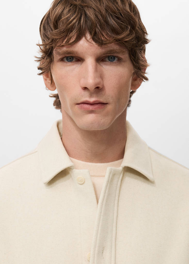 Wool overshirt with buttons — Sand