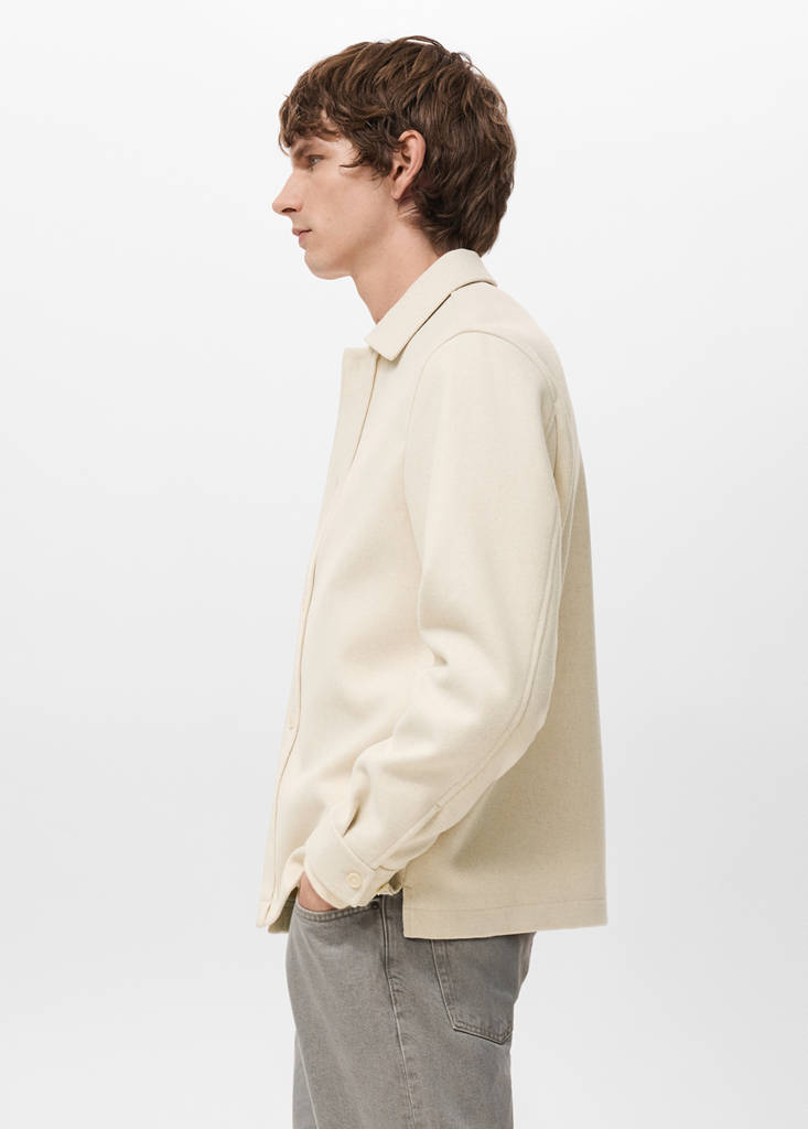 Wool overshirt with buttons — Sand