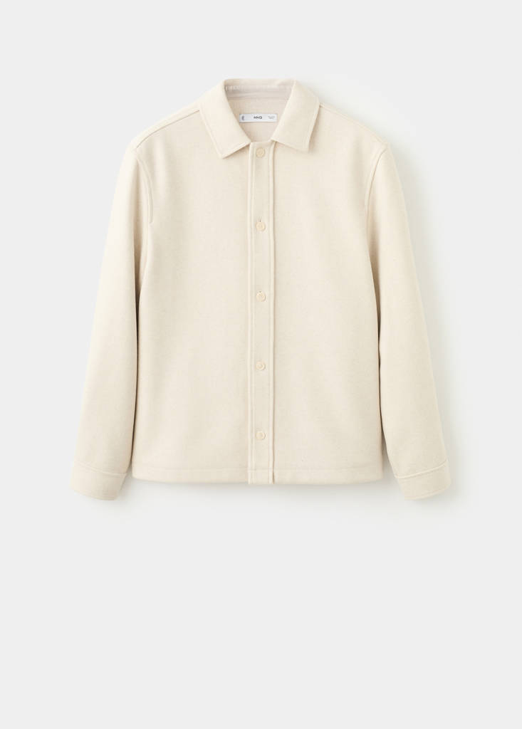 Wool overshirt with buttons — Sand