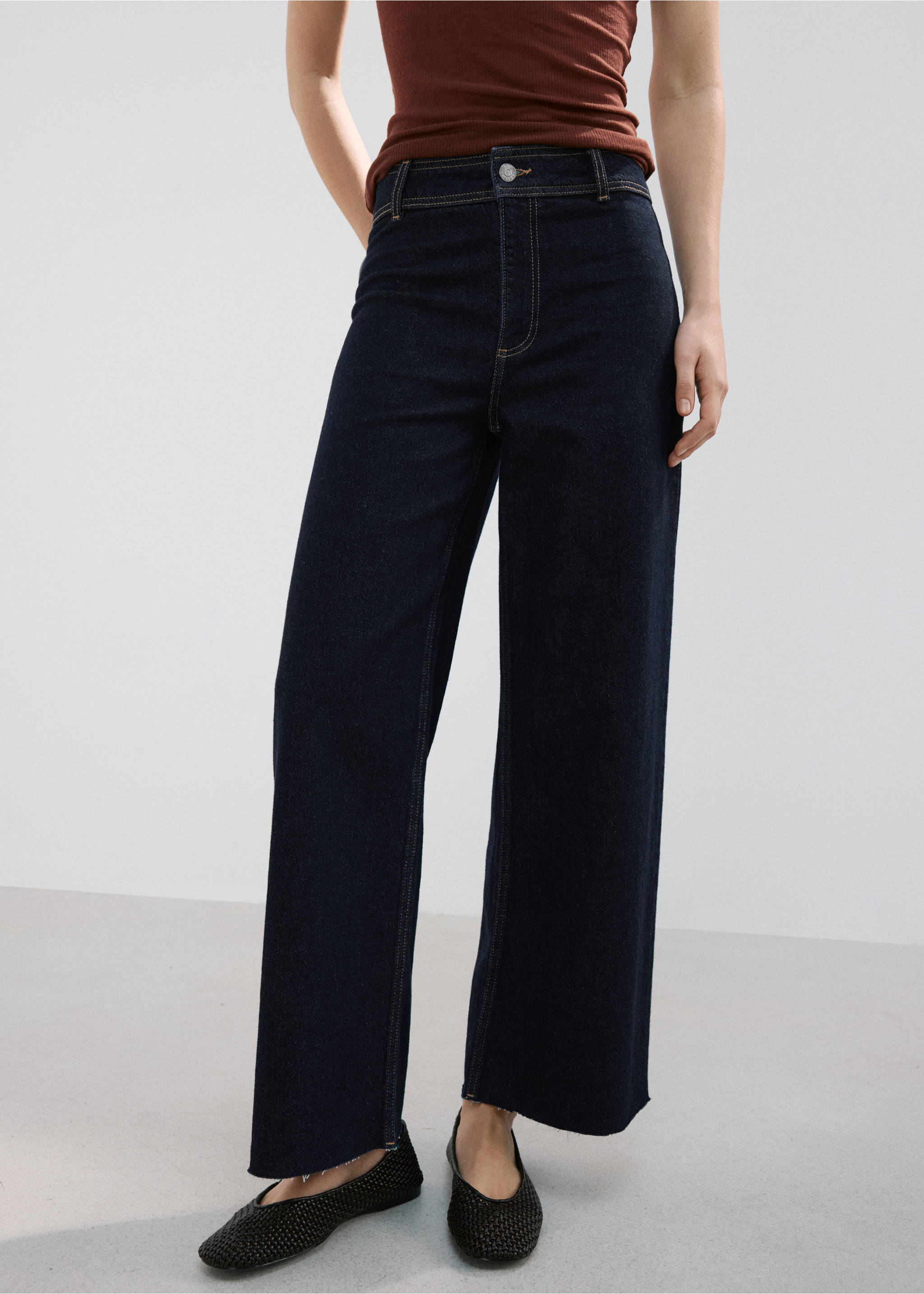 Jeans Catherin culotte tiro alto - Plano medio, Azul. Ref: 27031232-00.
