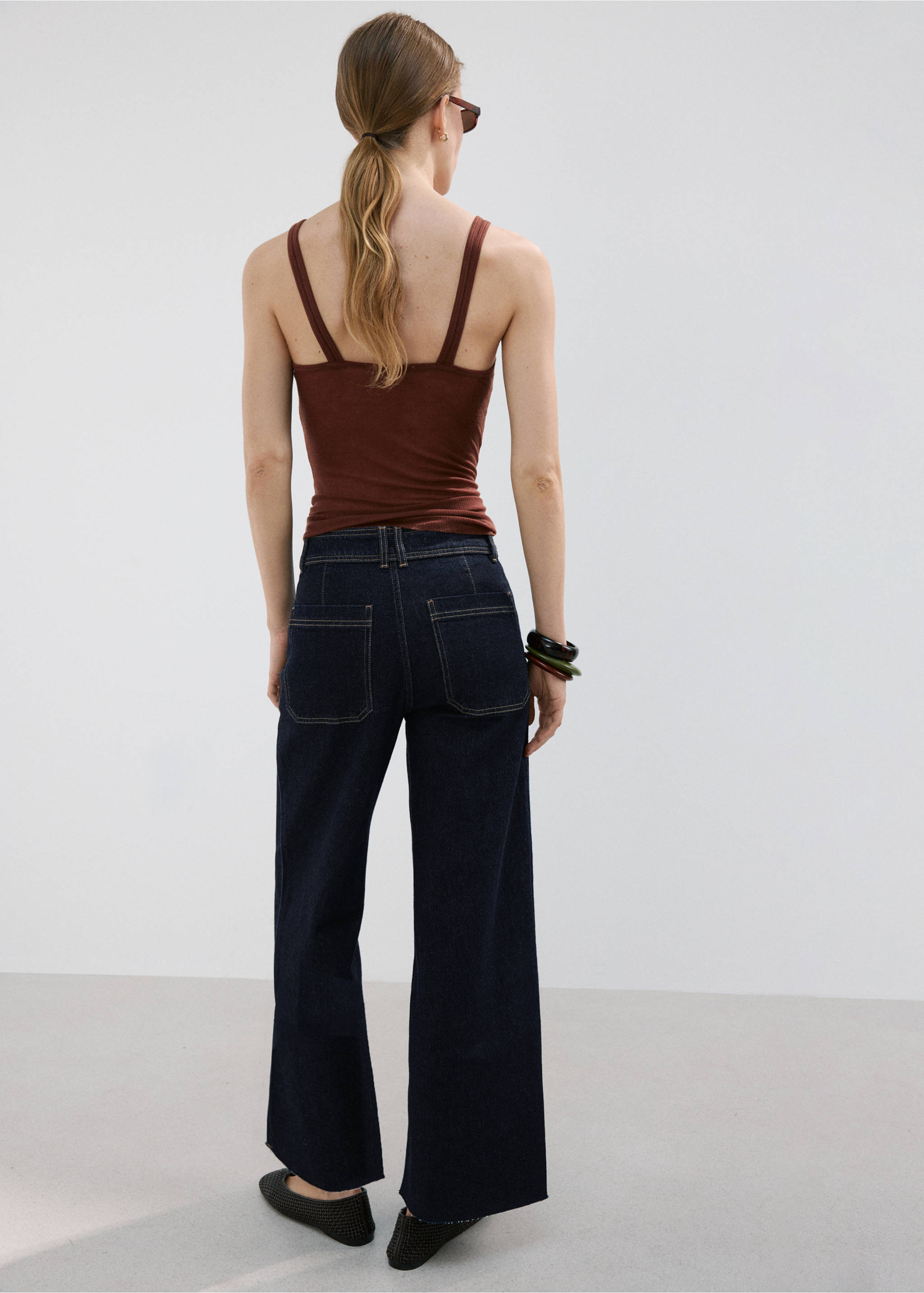 Jeans Catherin culotte tiro alto - Reverso del artículo, Azul. Ref: 27031232-00.