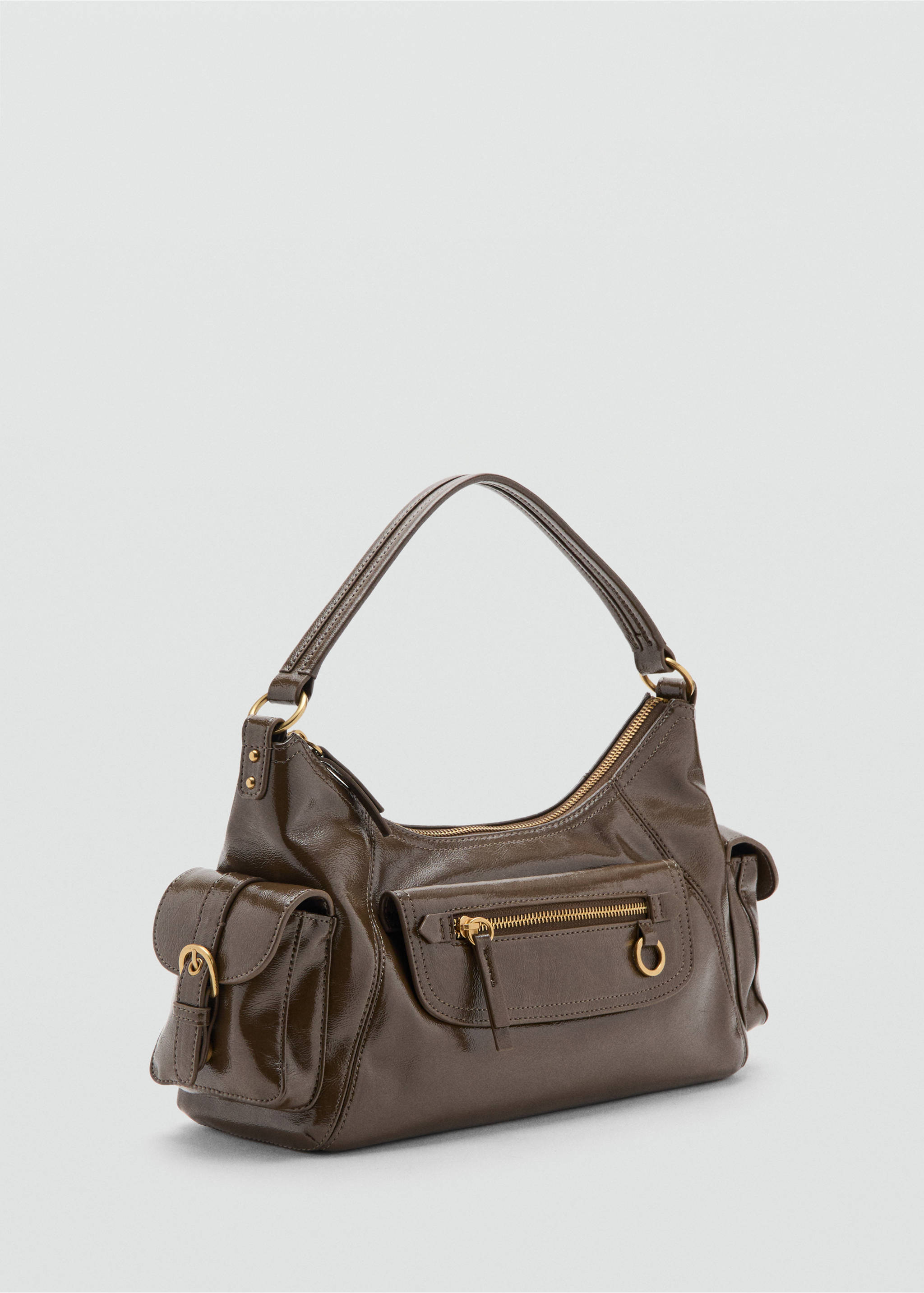 Shoulder bag with pockets - Medium plane, Khaki. Ref: 27031235-00.