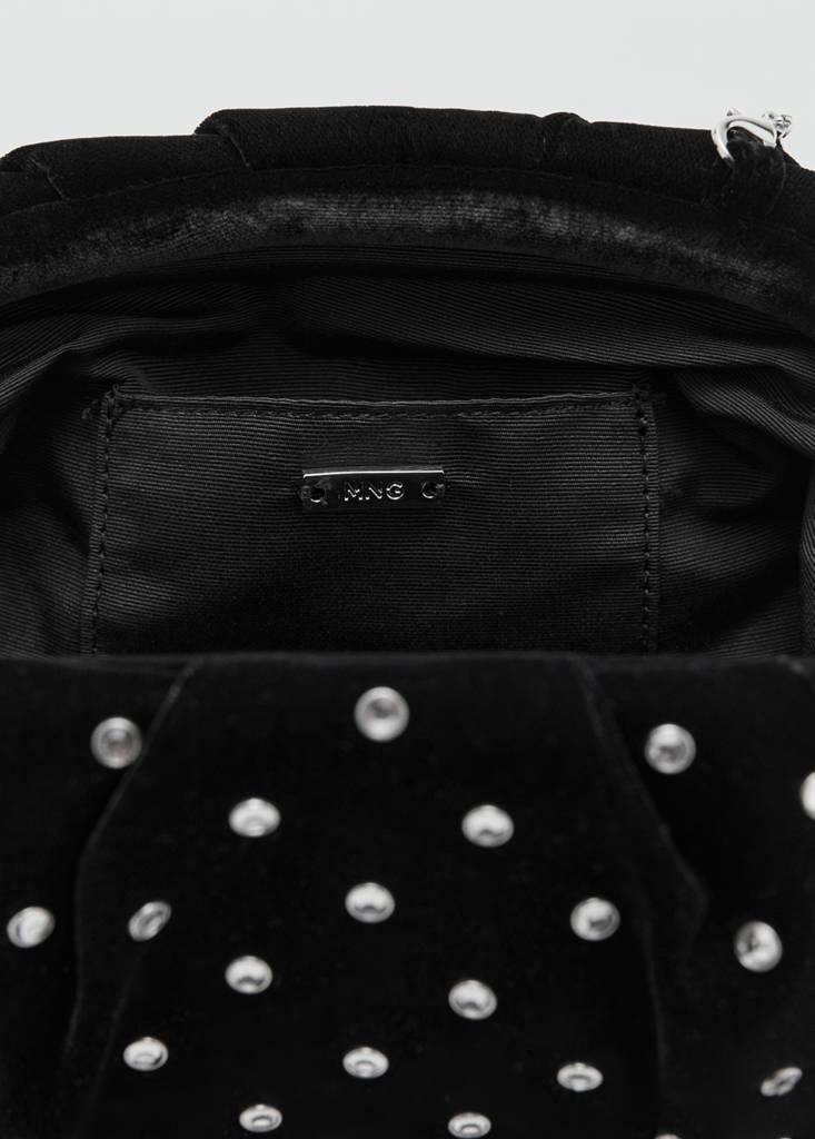 Velvet clutch with rhinestones — Black