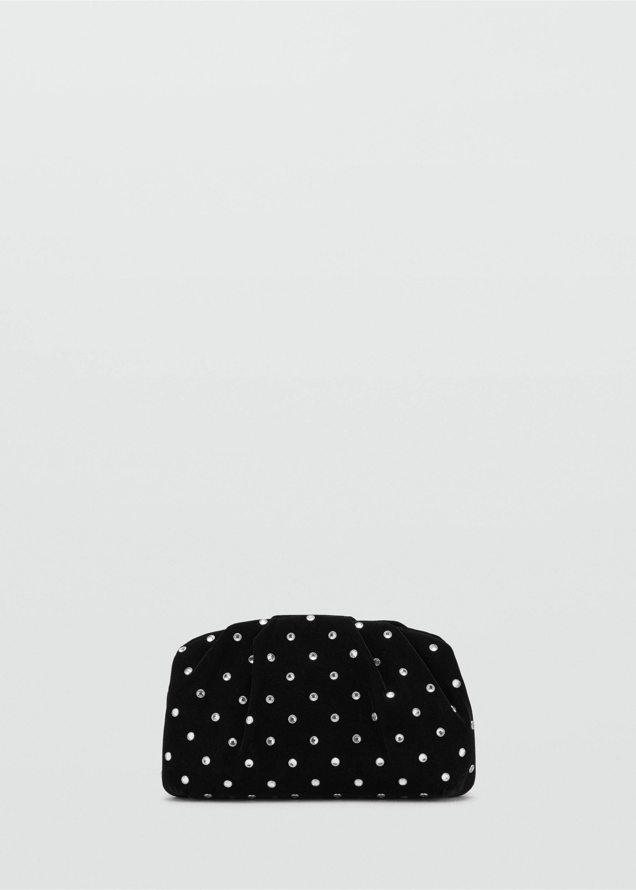 Velvet clutch with rhinestones - Article without model, Black. Ref: 27031236-00.