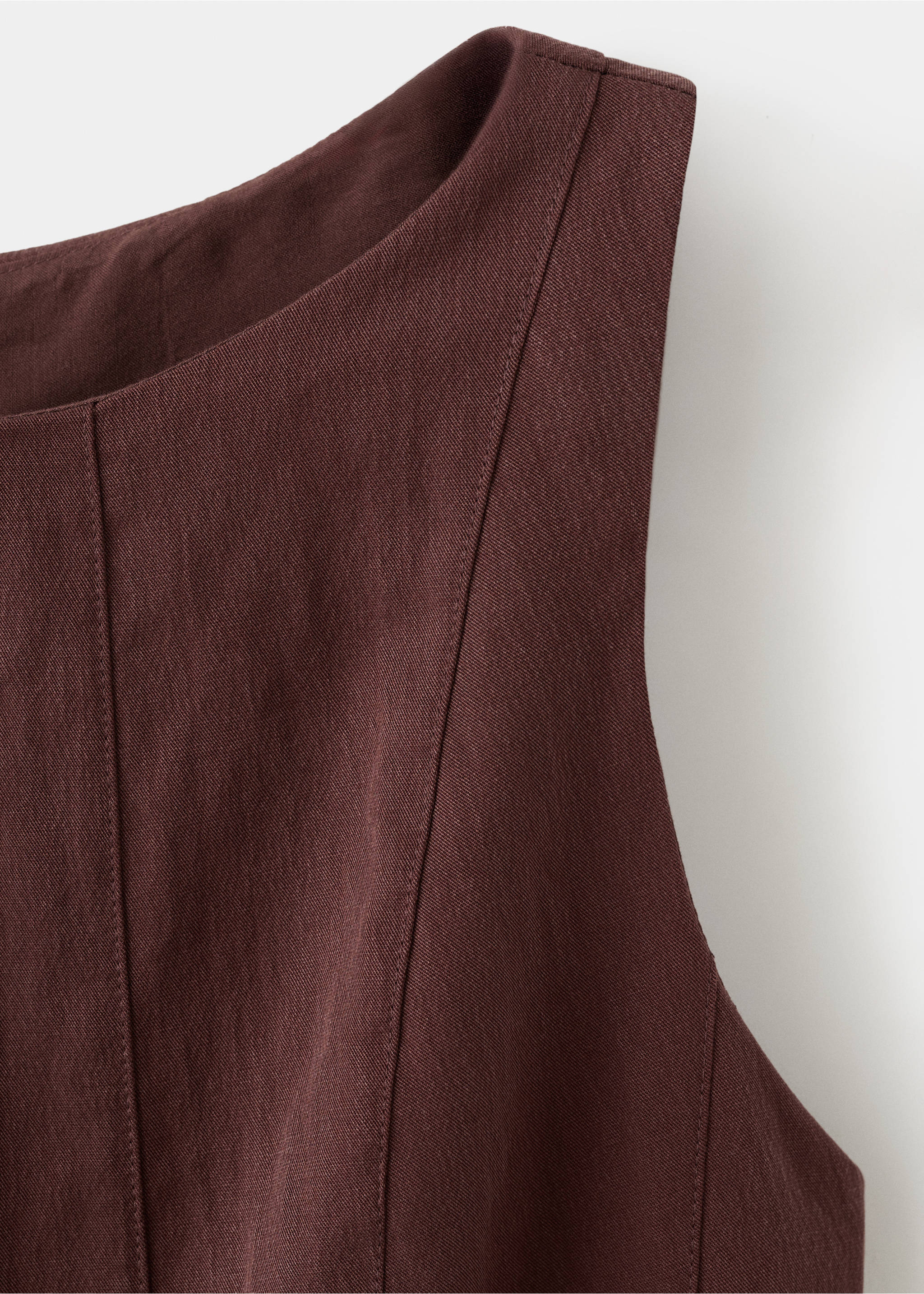 Lyocell dress with stitching - Details of the article 8, Brown. Ref: 27031239-00.