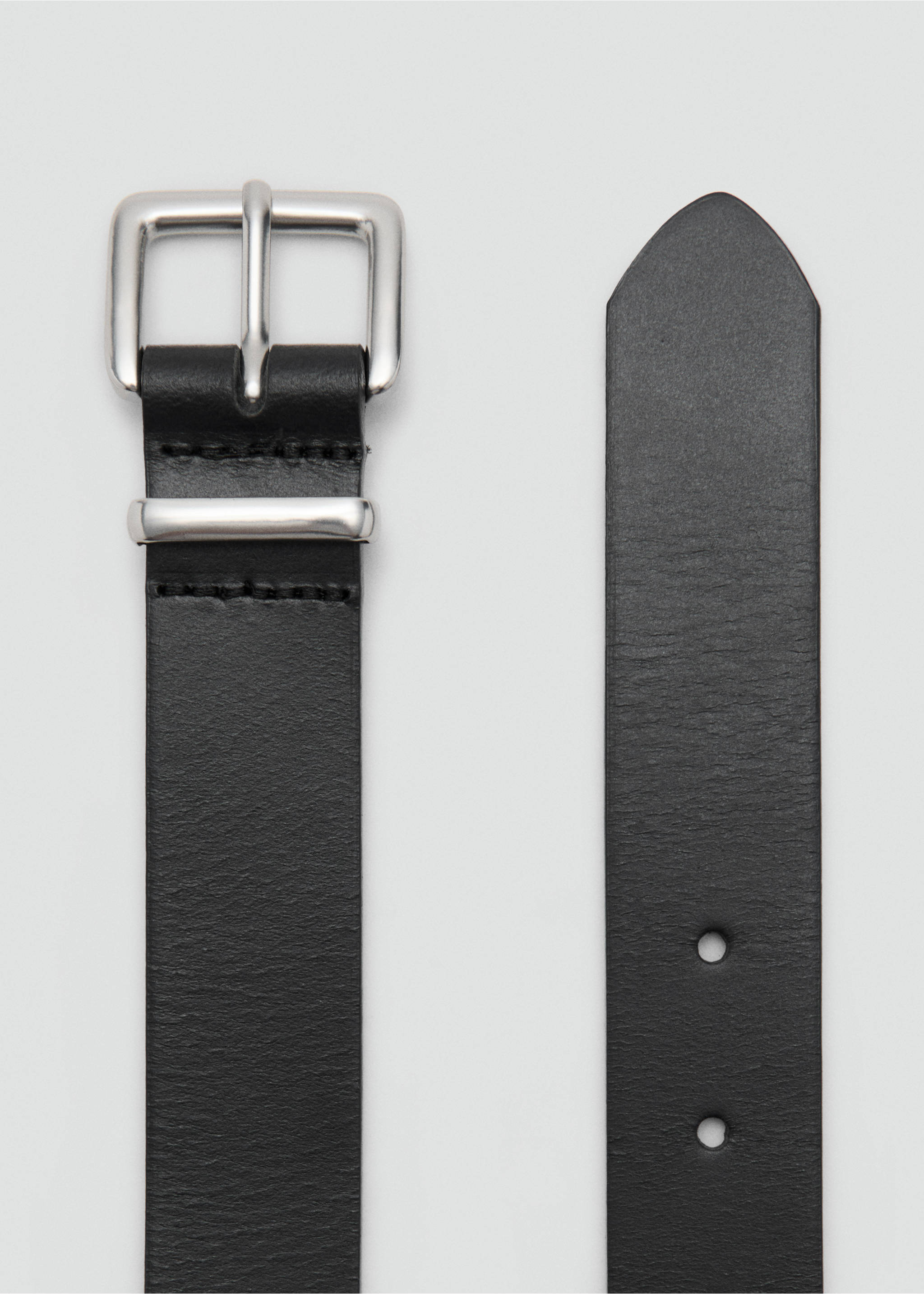 Buckle leather belt - Details of the article 1, Black. Ref: 27031251-00.