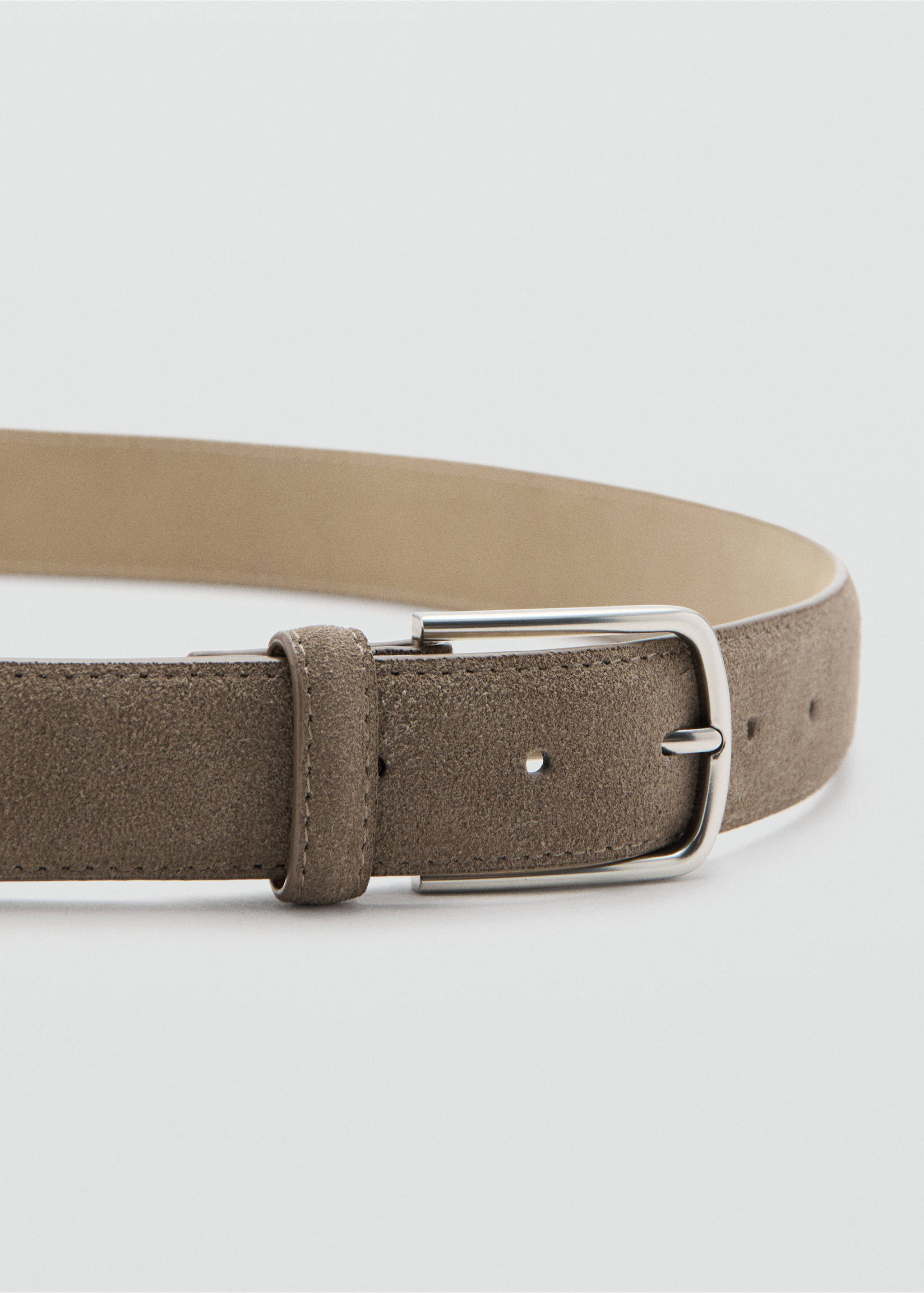 Thin suede leather belt - Medium plane, Chocolate. Ref: 27031252-00.