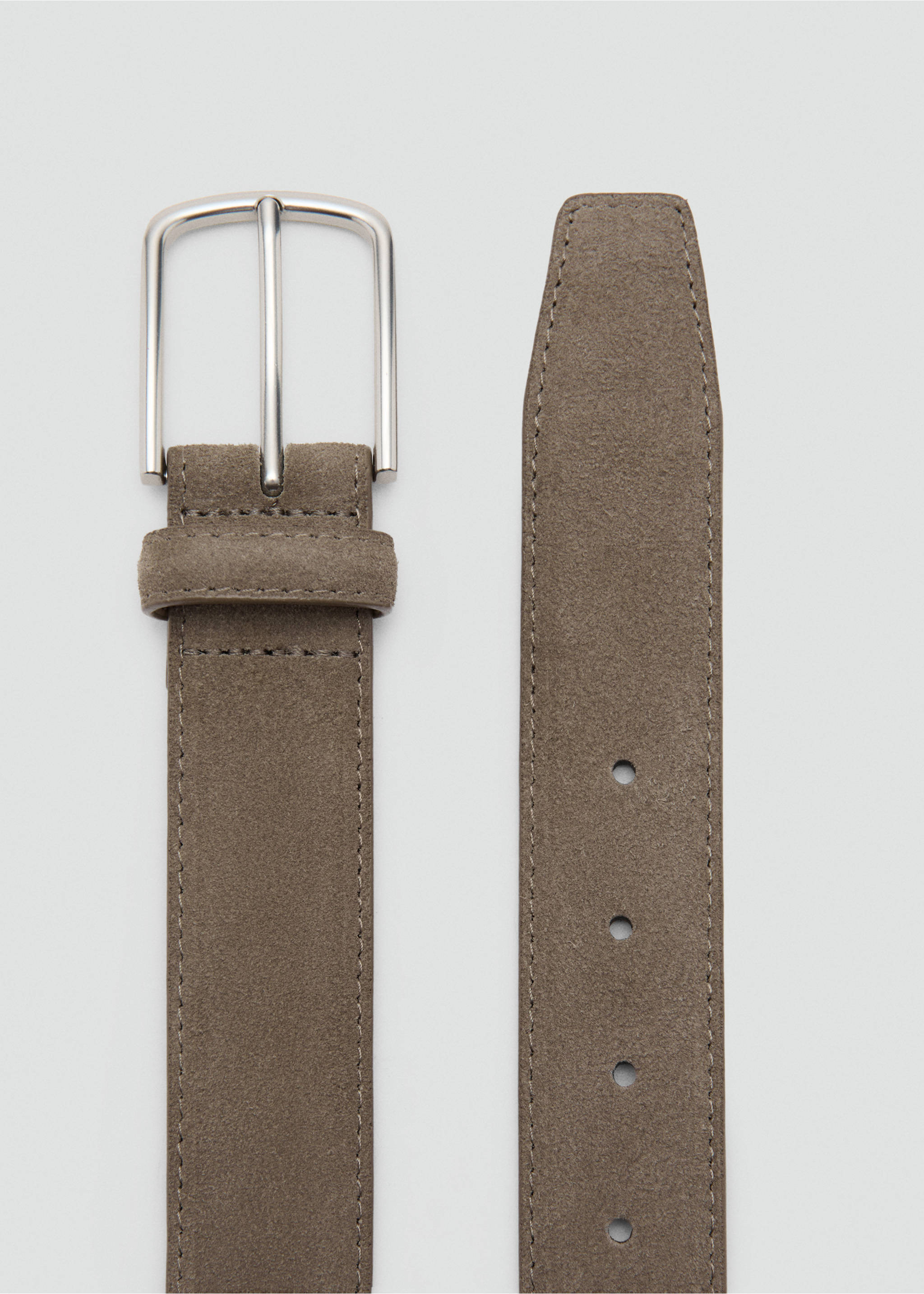 Thin suede leather belt - Details of the article 1, Chocolate. Ref: 27031252-00.