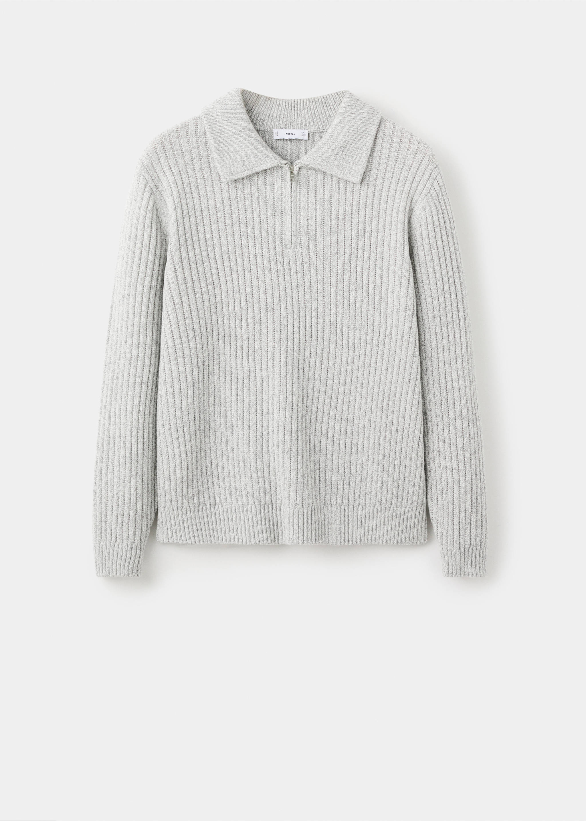 Wool-blend sweater with zipper - Article without model, Light Heather Grey. Ref: 27031254-00.