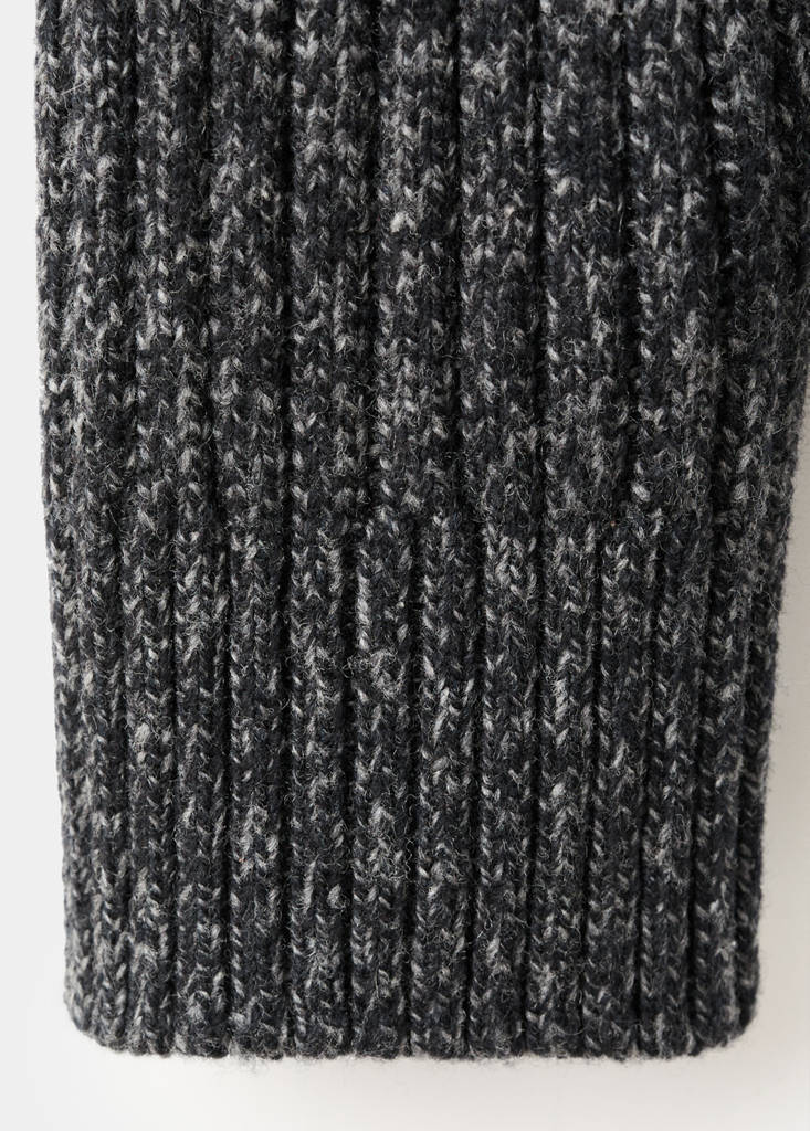 Wool-blend zip-up polo jumper — Dark Heather Grey