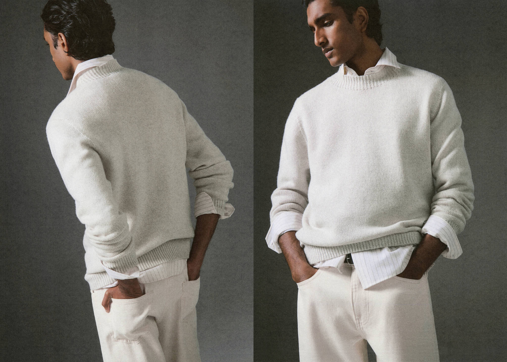 Ribbed-neck wool-blend sweater - Panoramic plane